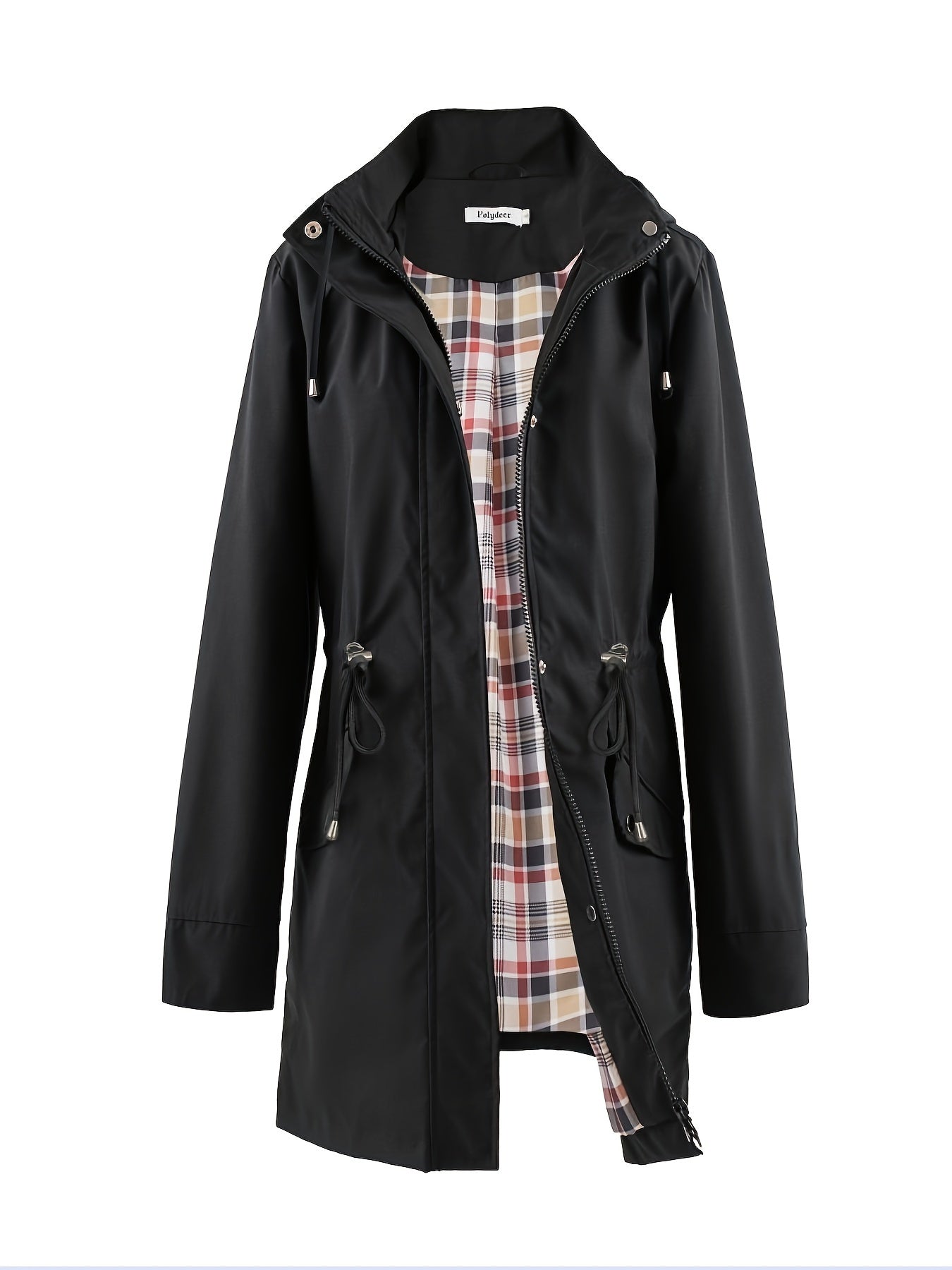 Veronica™ | Plaid Lined Drawstring Waist Hooded Parka Jacket