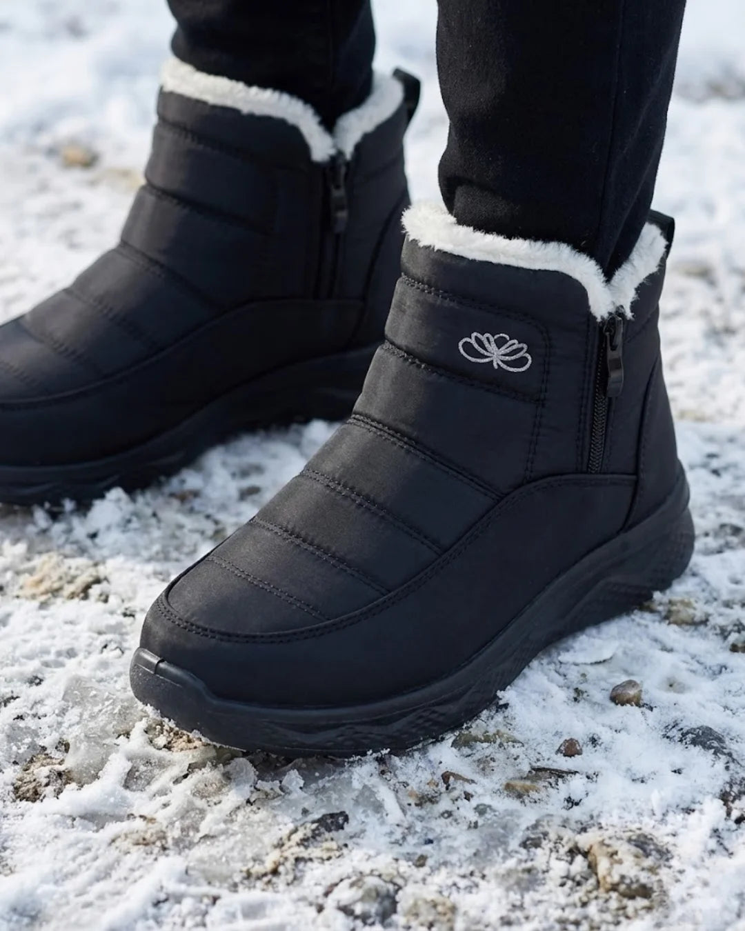 Odile™ | Quilted side-zip faux-fur winter ankle boots