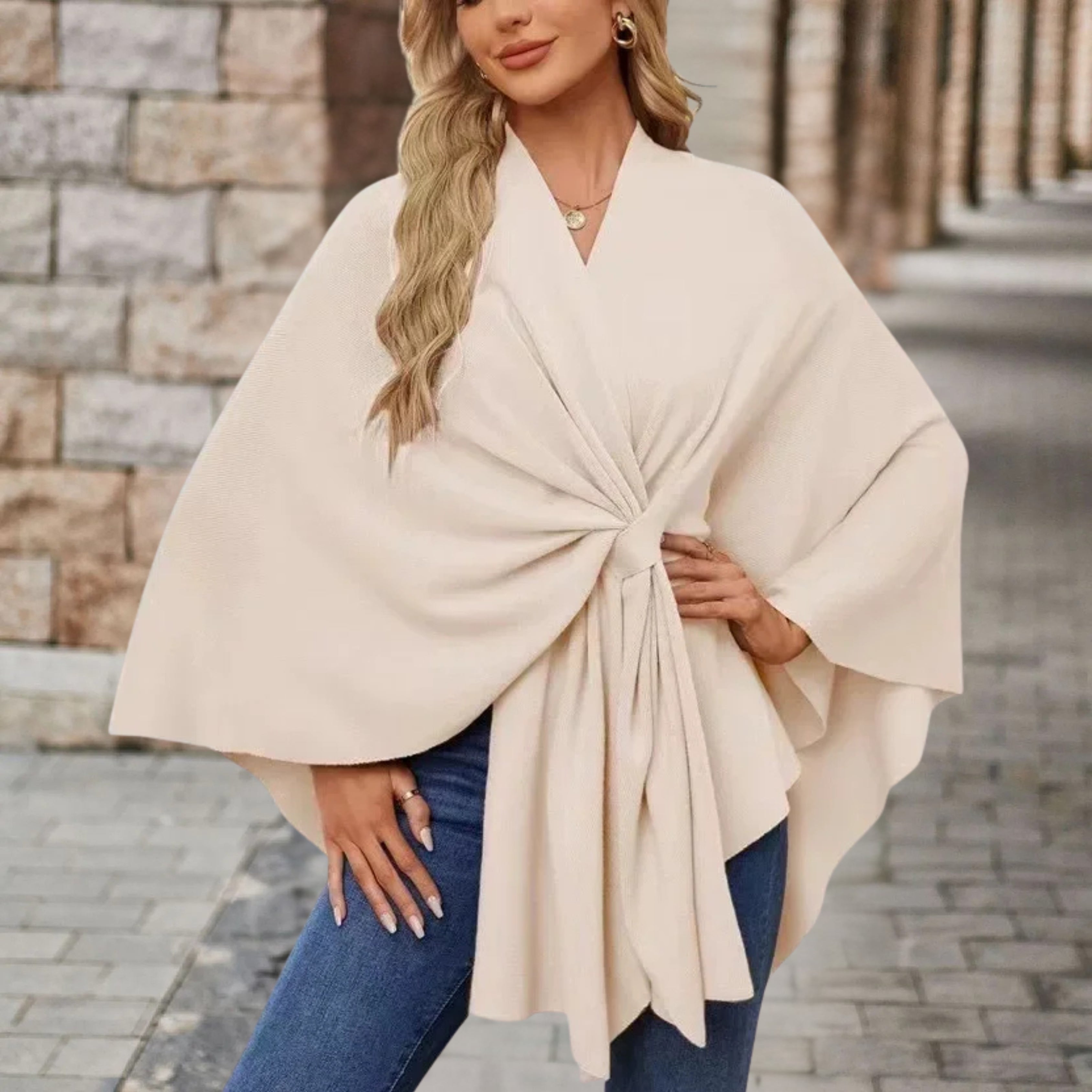 Raphaela™ | Hem Draped Poncho Cape