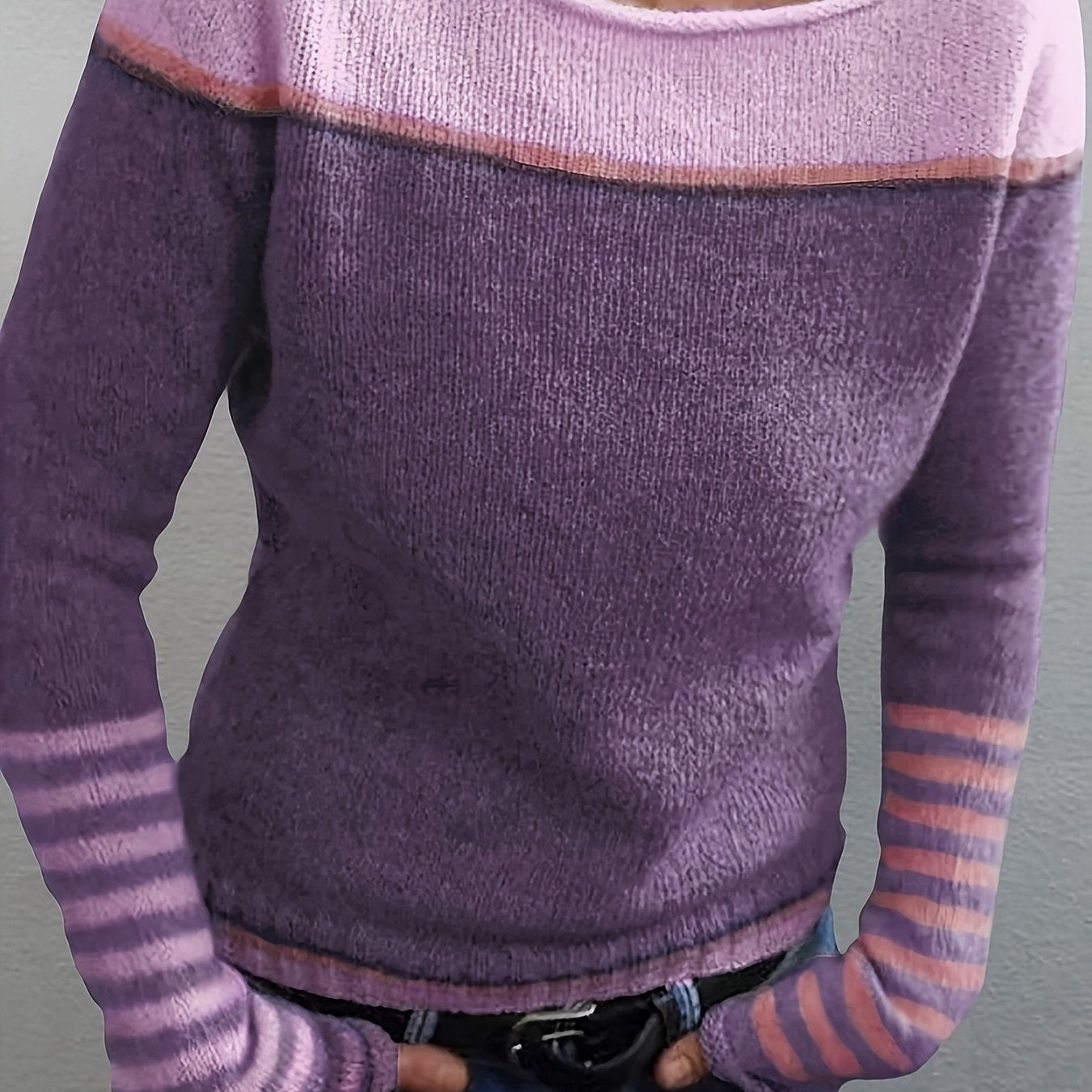 Leila™ | Casual Striped and Color Block Sweater