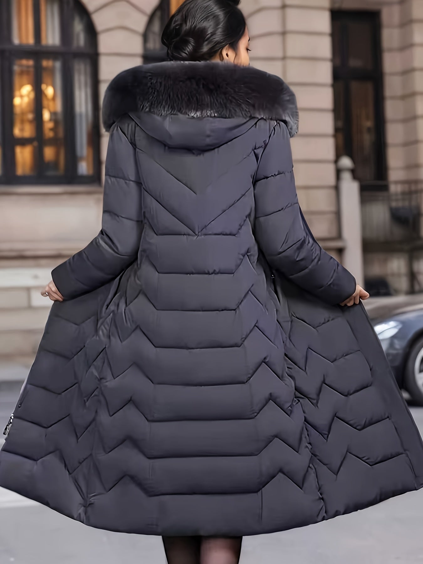 Perrine™ | Faux-Fur Collar Long Puffer Coat