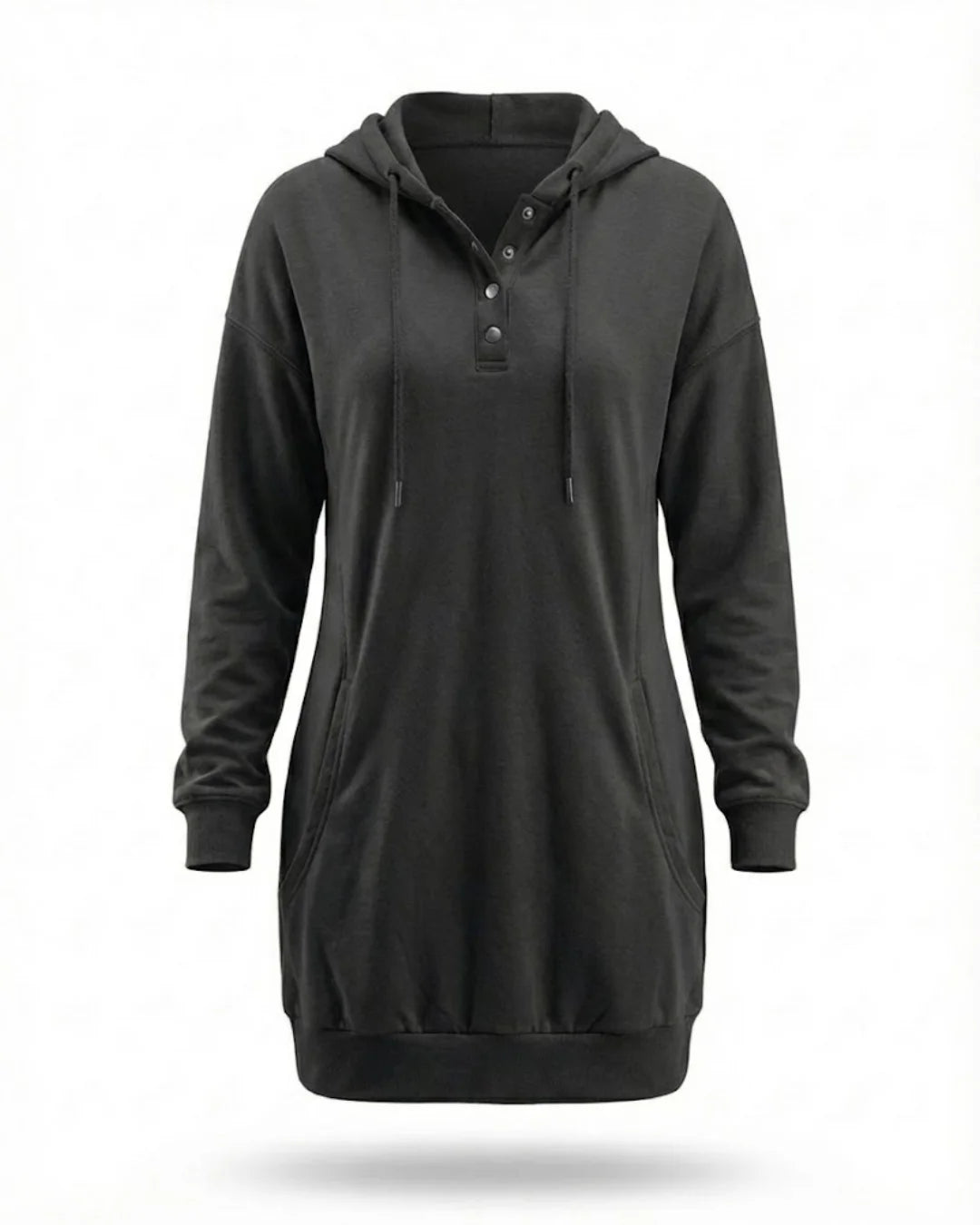 Fiorenza™ | Hooded Henley sweatshirt dress