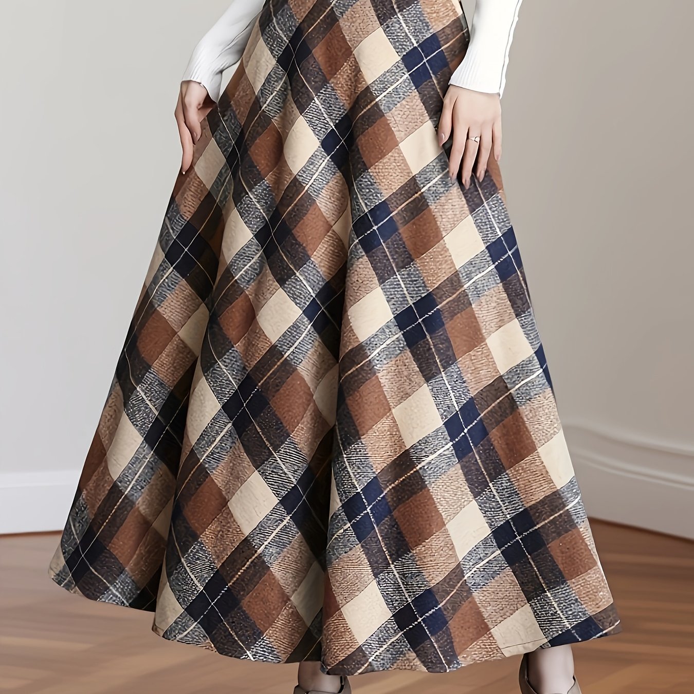 Shirin™ | Plaid High-Waist A-Line Maxi Skirt
