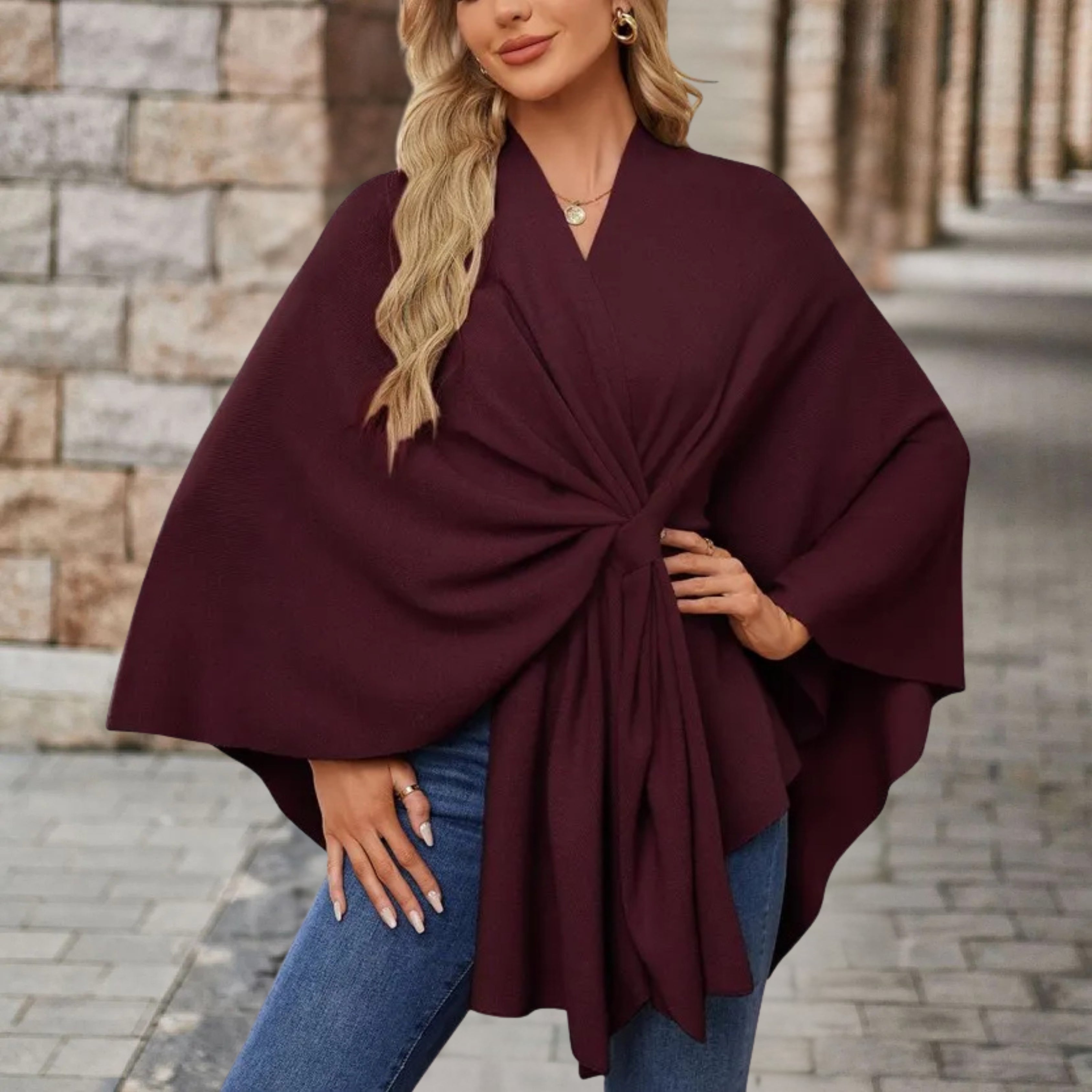 Raphaela™ | Hem Draped Poncho Cape