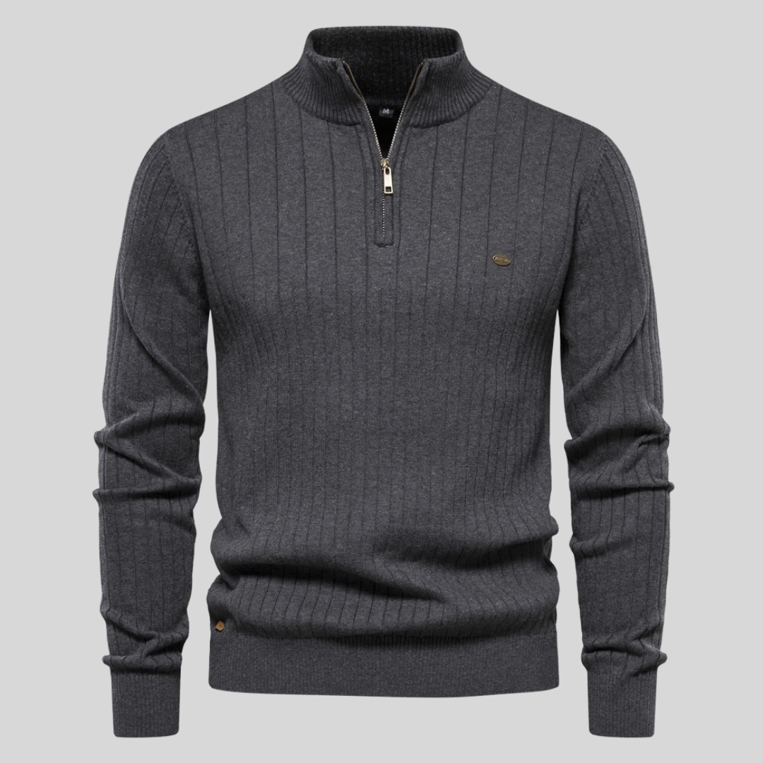 James™ | Ribbed Half-Zip Mock-Neck Sweater