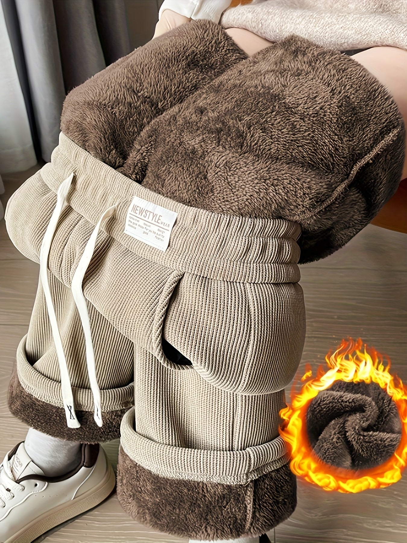 Cerelia™ | Fleece-Lined Corduroy Wide-Leg Lounge Pants