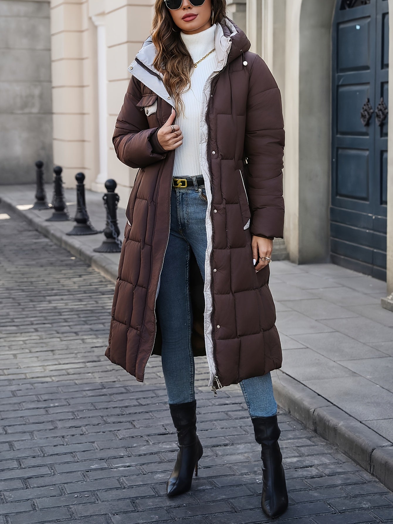 Alessandra™ | Belted Hooded Longline Puffer Coat