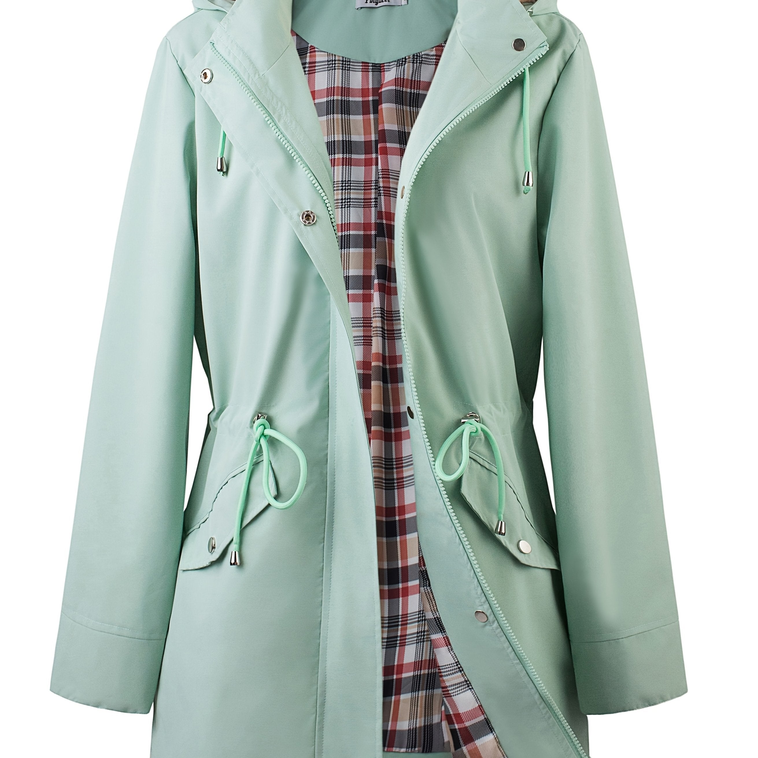 Veronica™ | Plaid Lined Drawstring Waist Hooded Parka Jacket