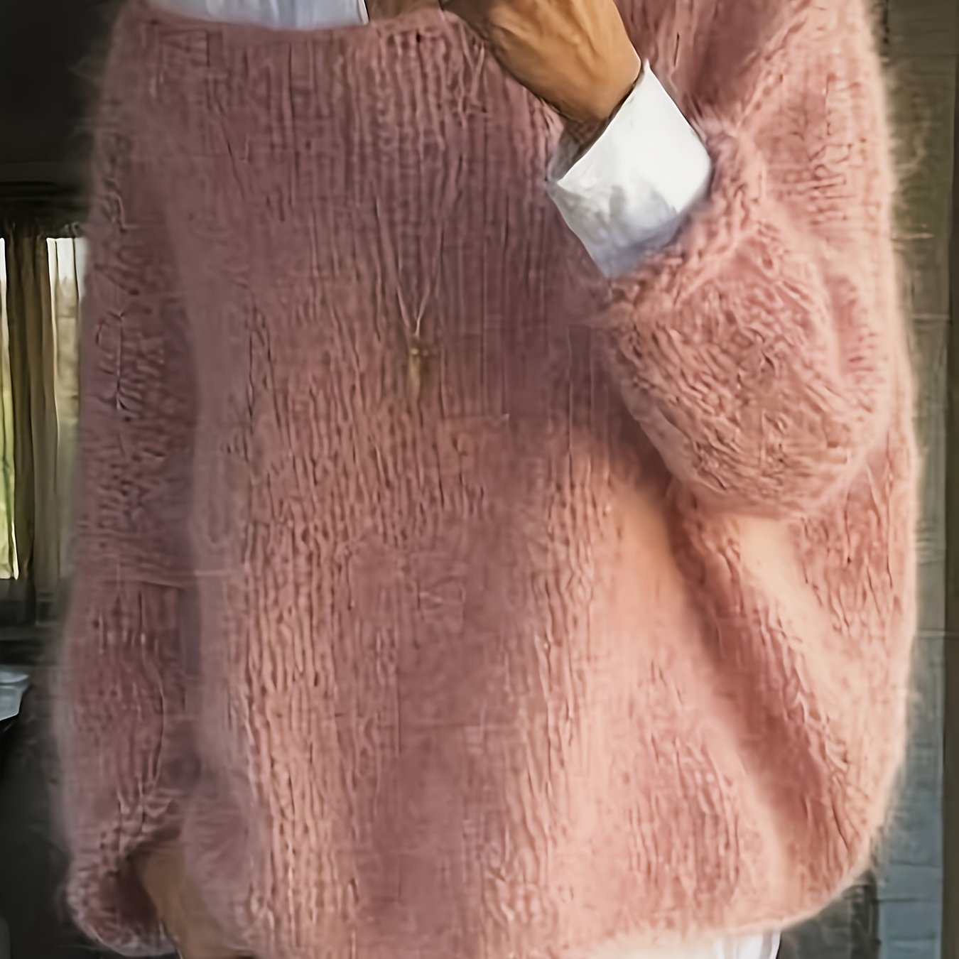 Mia™ | Fuzzy Oversized Boat-Neck Sweater