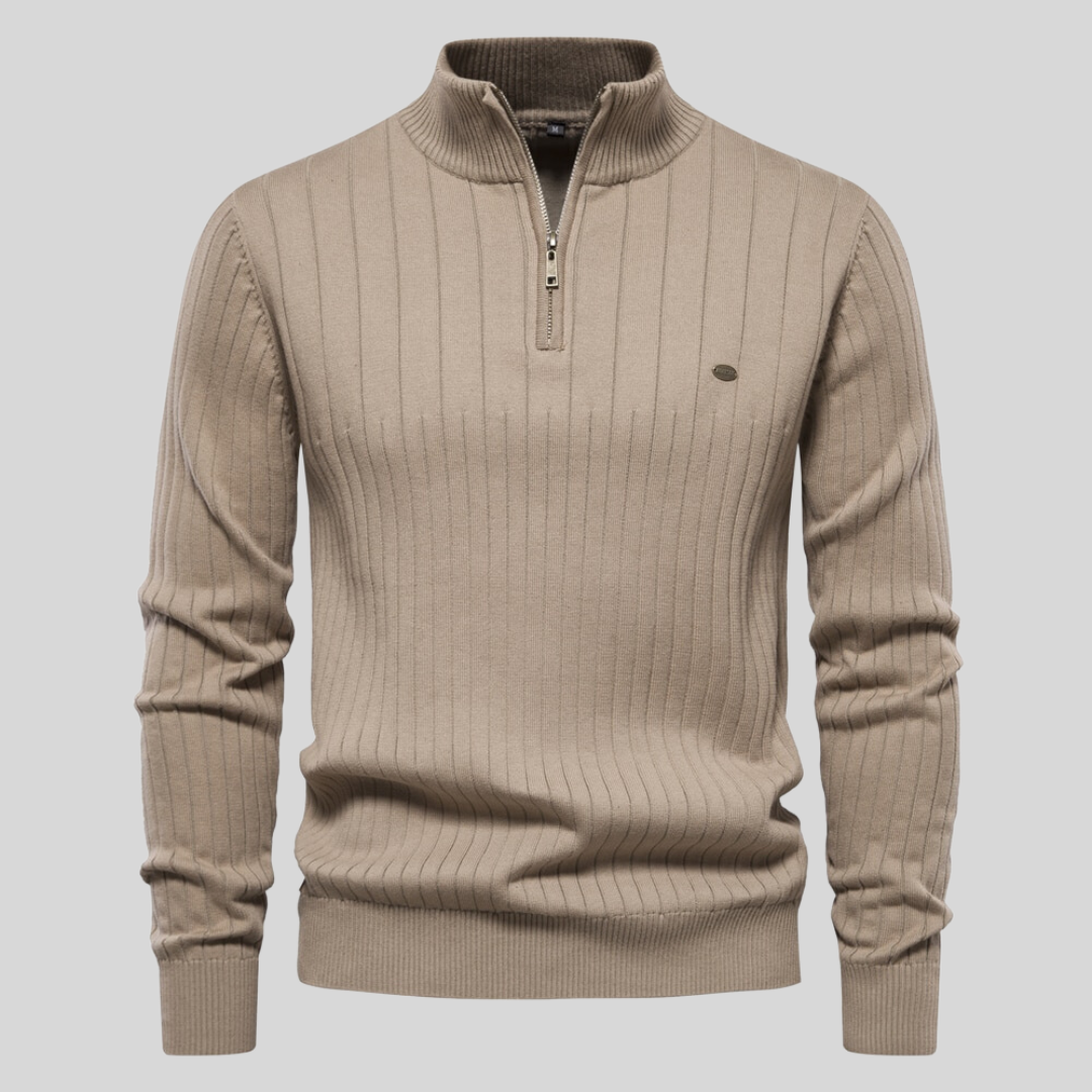 James™ | Ribbed Half-Zip Mock-Neck Sweater