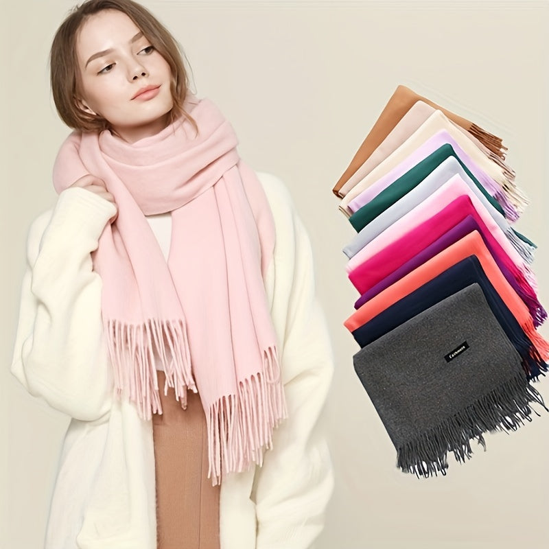 Susanna™ | Solid Fringe-Trim Oversized Scarf Shawl
