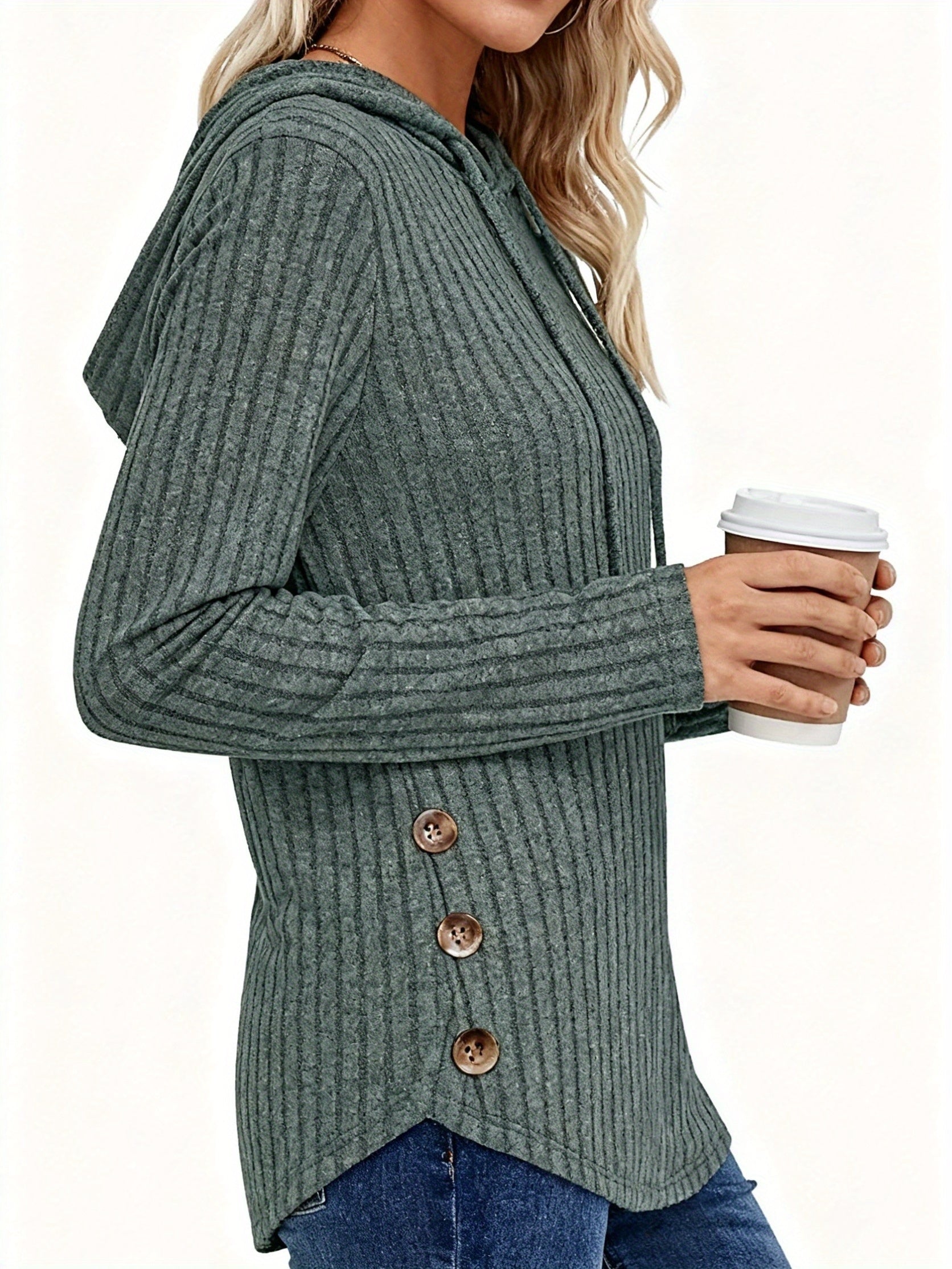 Victoria™ | Ribbed Knit Drawstring Hooded Sweater
