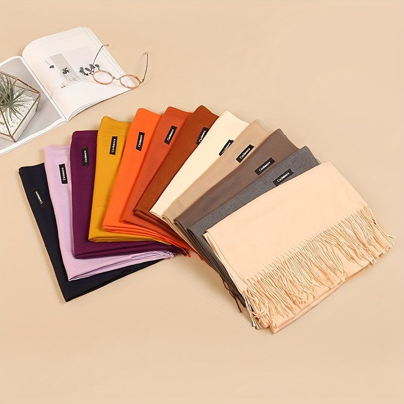 Susanna™ | Solid Fringe-Trim Oversized Scarf Shawl