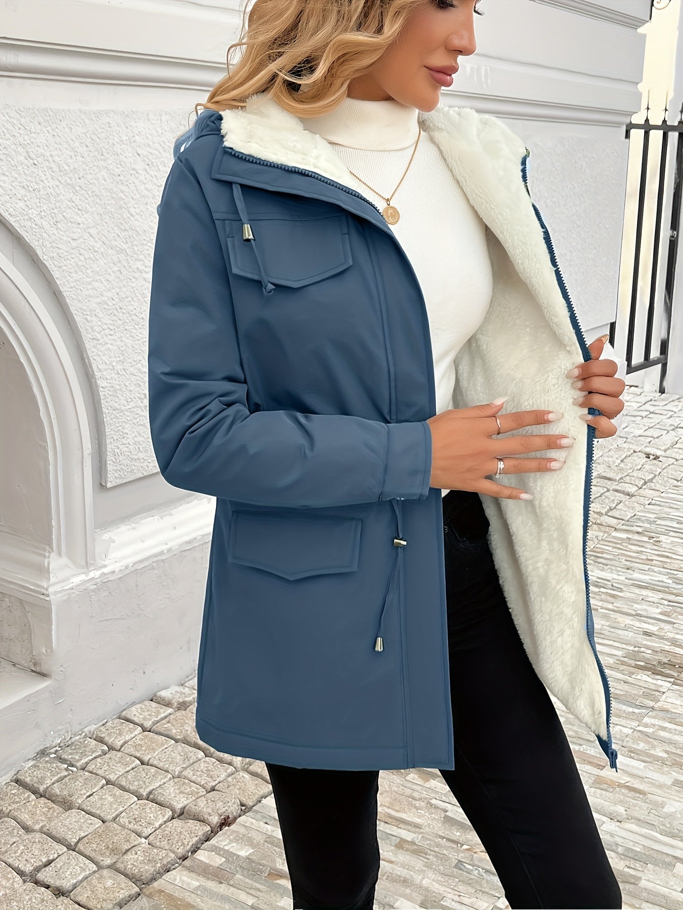Vera™ | Sherpa-Lined Drawstring-Waist Parka Coat