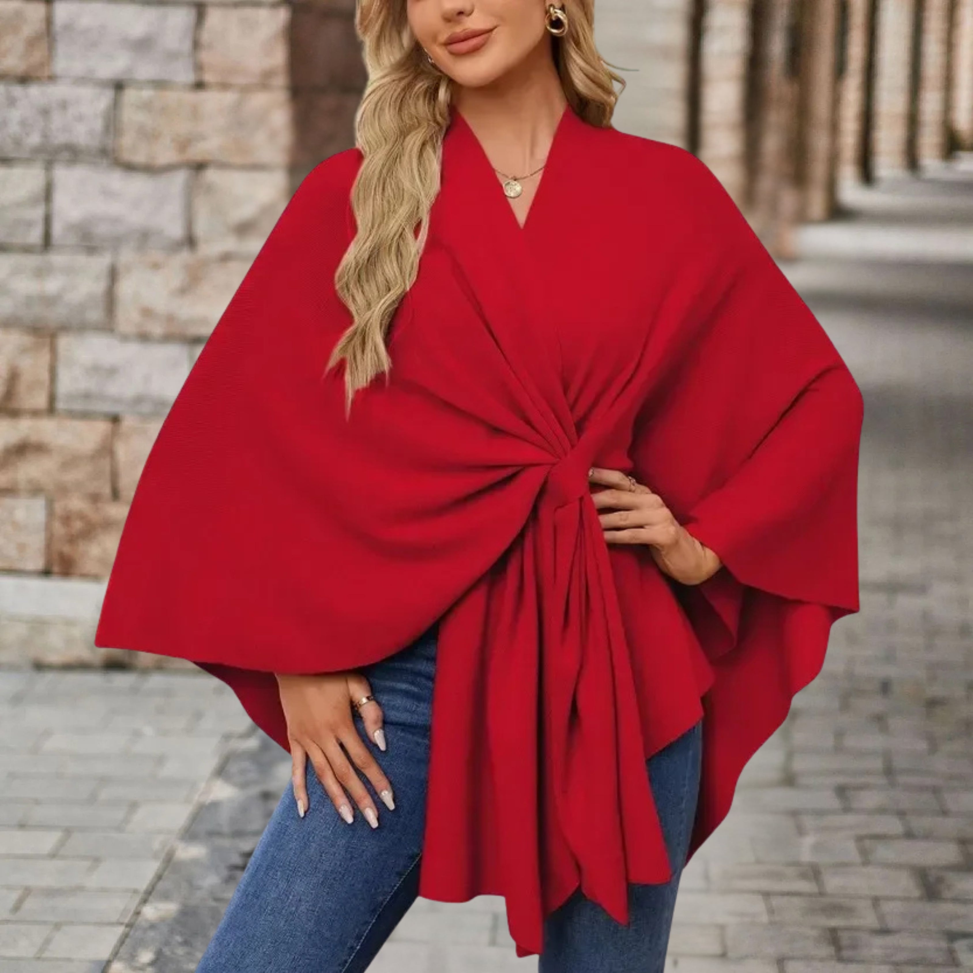 Raphaela™ | Hem Draped Poncho Cape