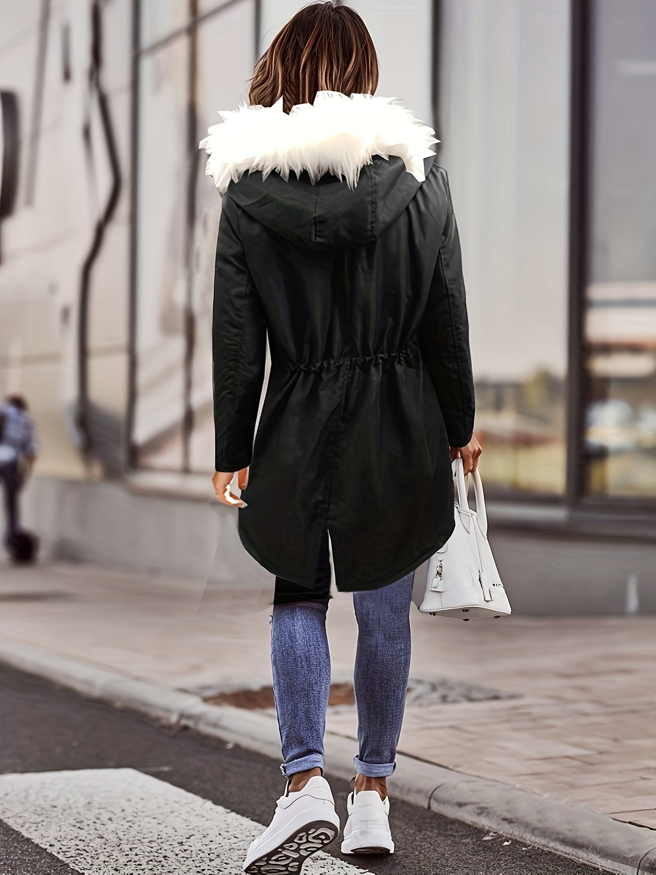 Tiara™ | Plush-Hood Drawstring-Waist Parka Coat