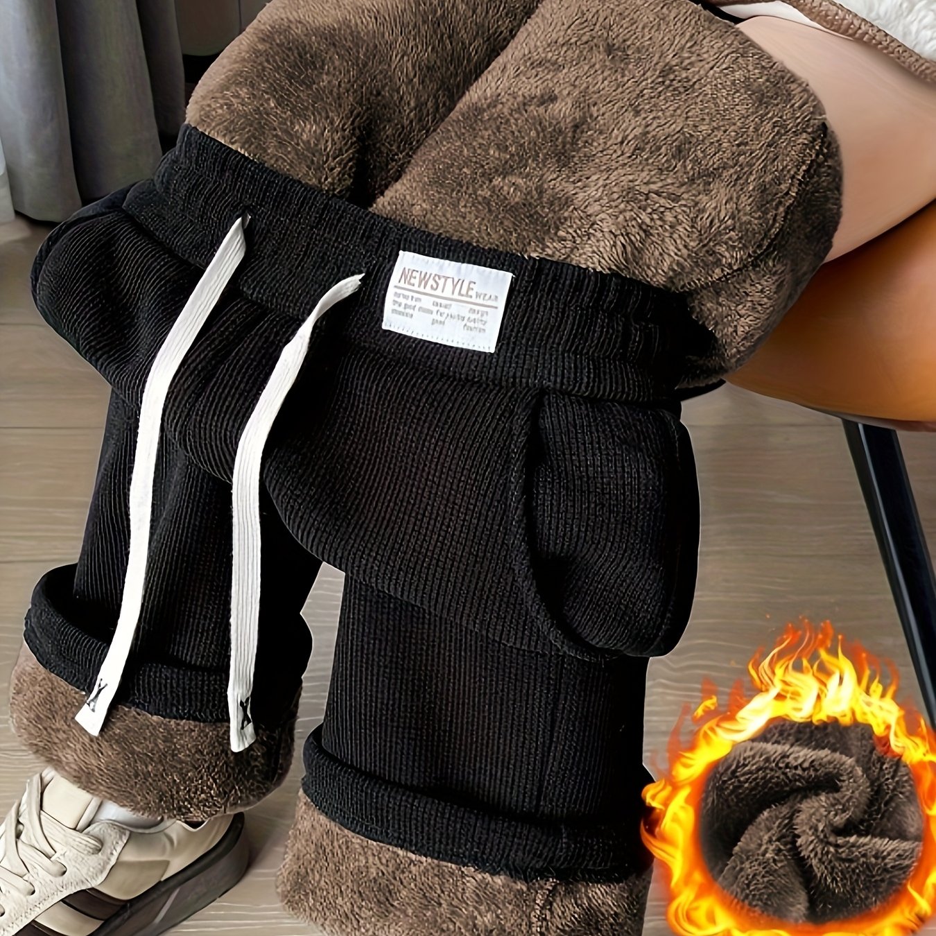 Cerelia™ | Fleece-Lined Corduroy Wide-Leg Lounge Pants