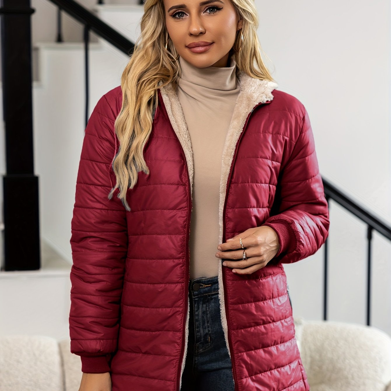 Sophia™ | Sherpa-Lined Quilted Puffer Jacket