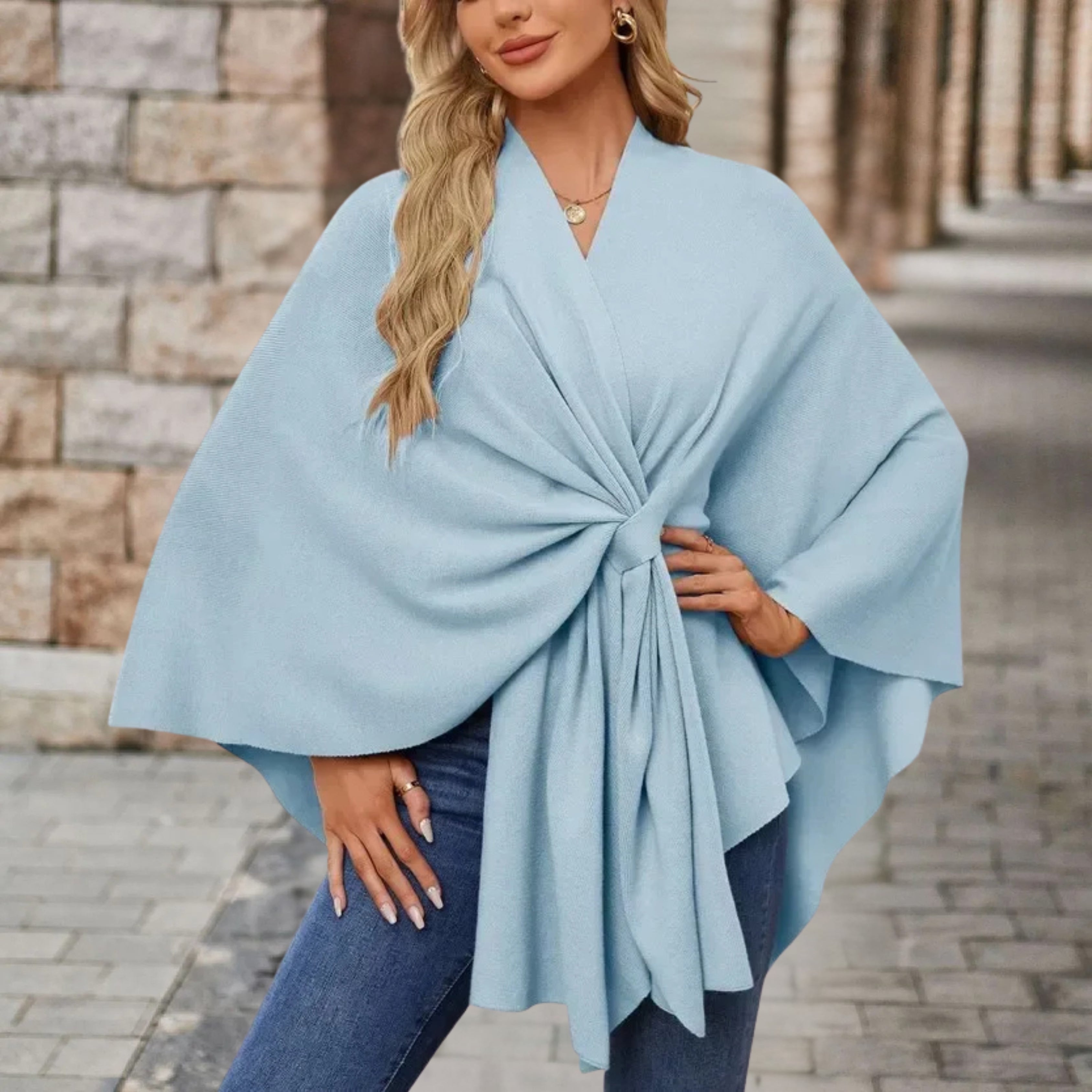 Raphaela™ | Hem Draped Poncho Cape