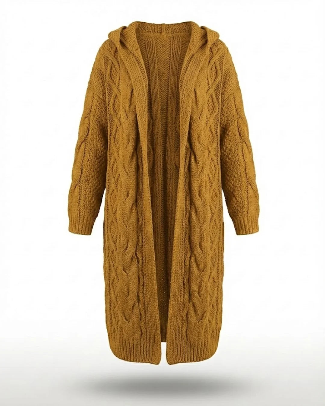 Hester™ | Hooded Cable-Knit Long Cardigan