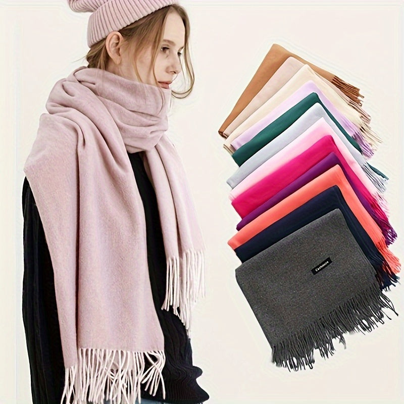 Susanna™ | Solid Fringe-Trim Oversized Scarf Shawl