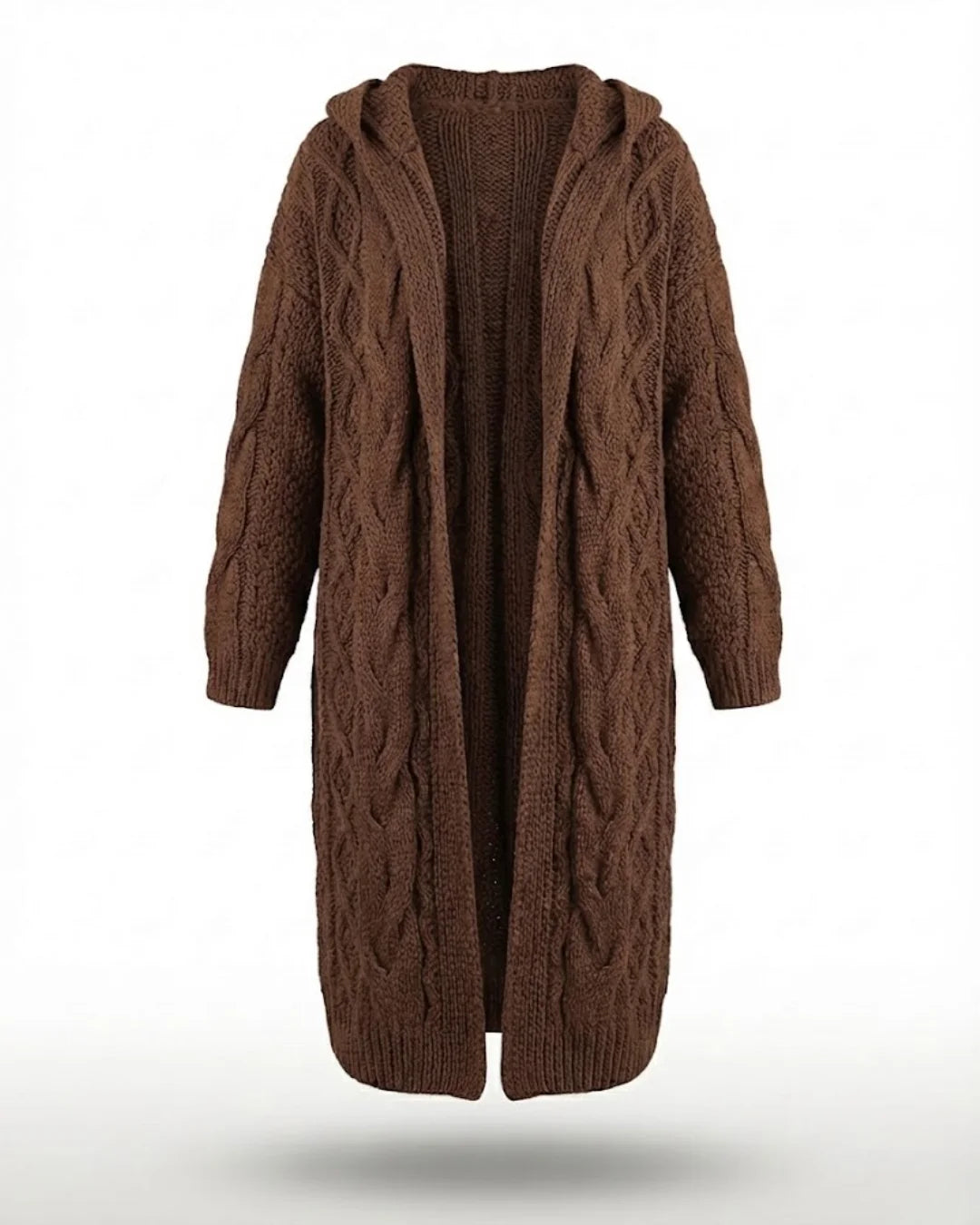 Hester™ | Hooded Cable-Knit Long Cardigan