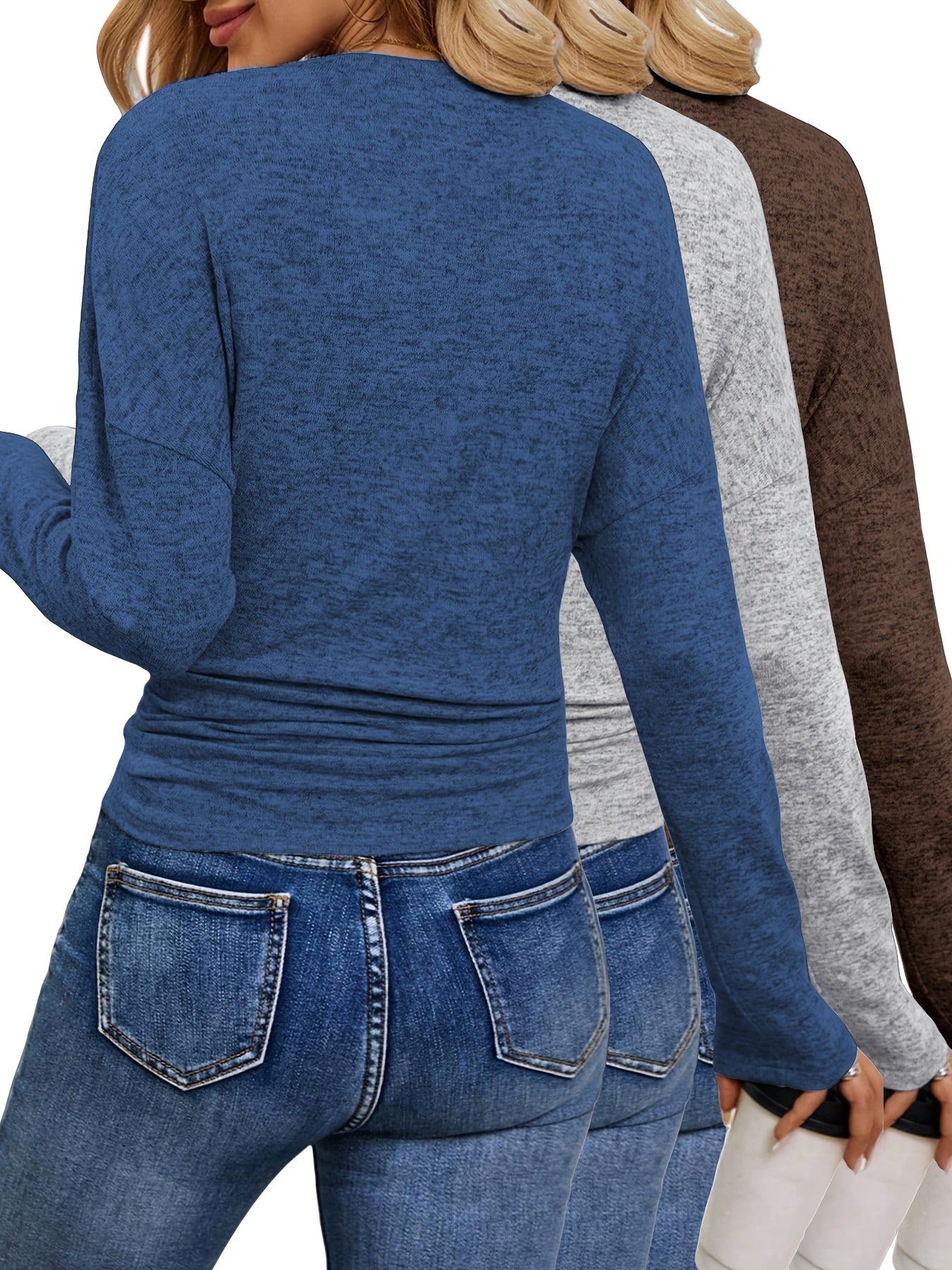 Maura™ | Soft and Stretchy V-Neck T-Shirt | 3-Pack Colors