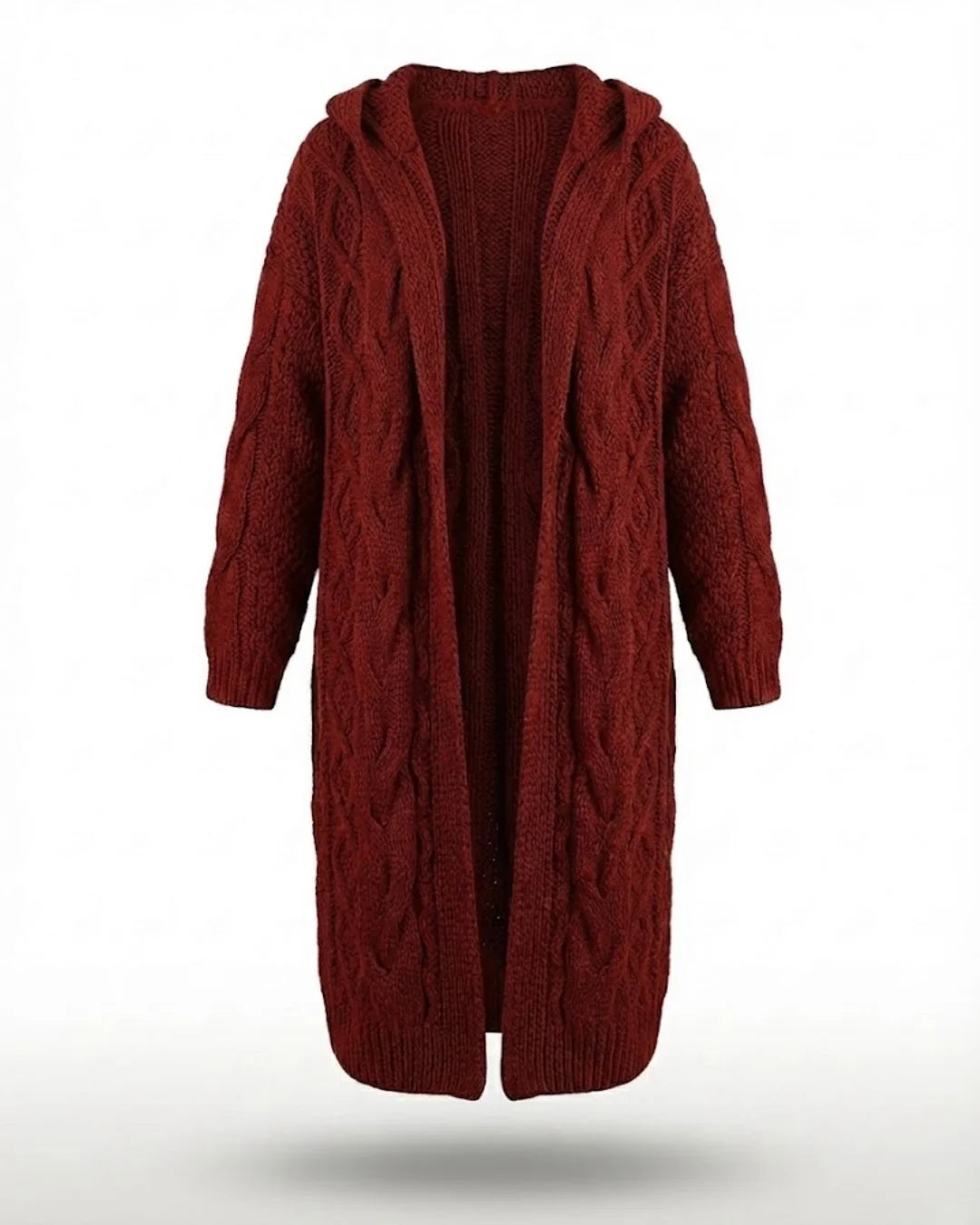 Hester™ | Hooded Cable-Knit Long Cardigan