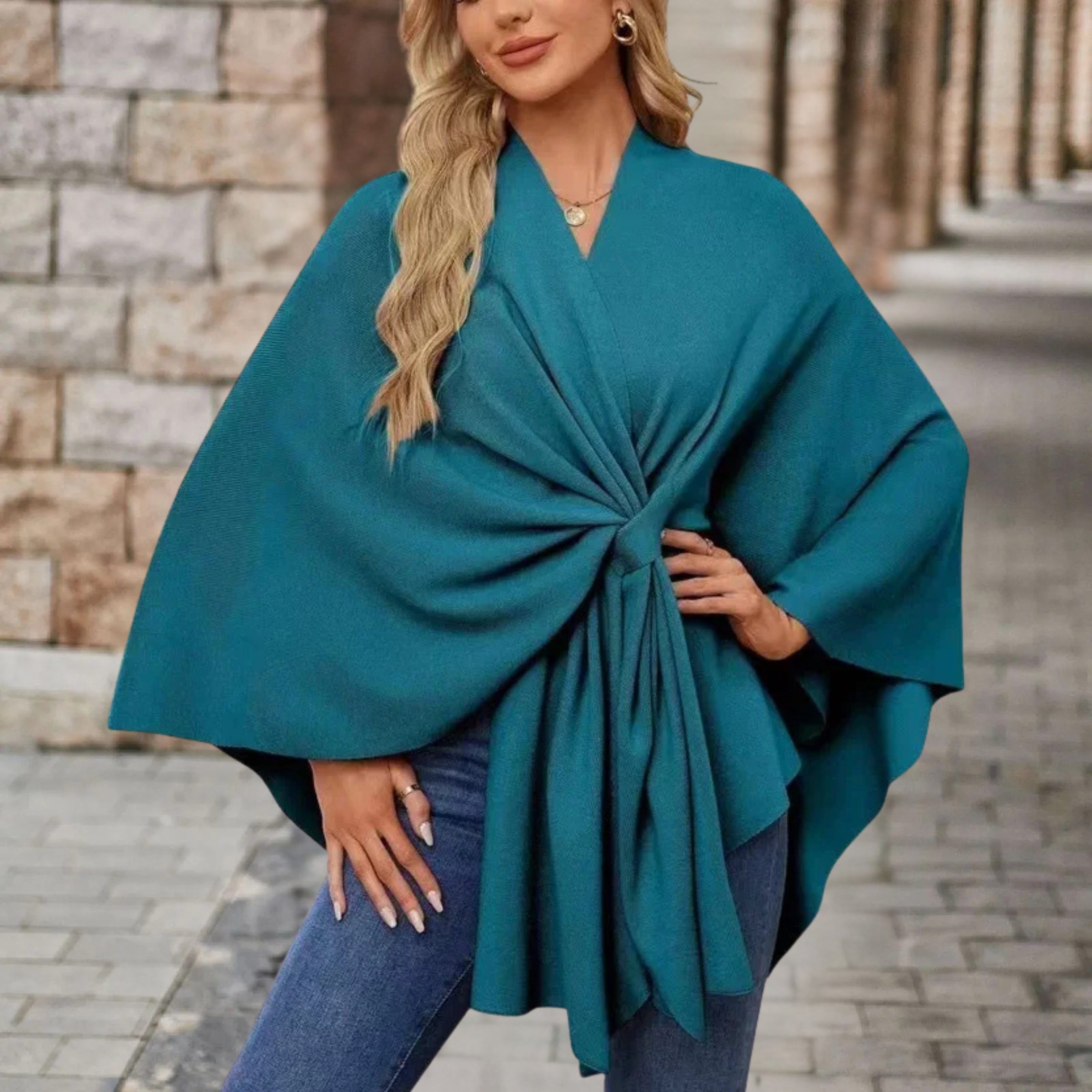 Raphaela™ | Hem Draped Poncho Cape
