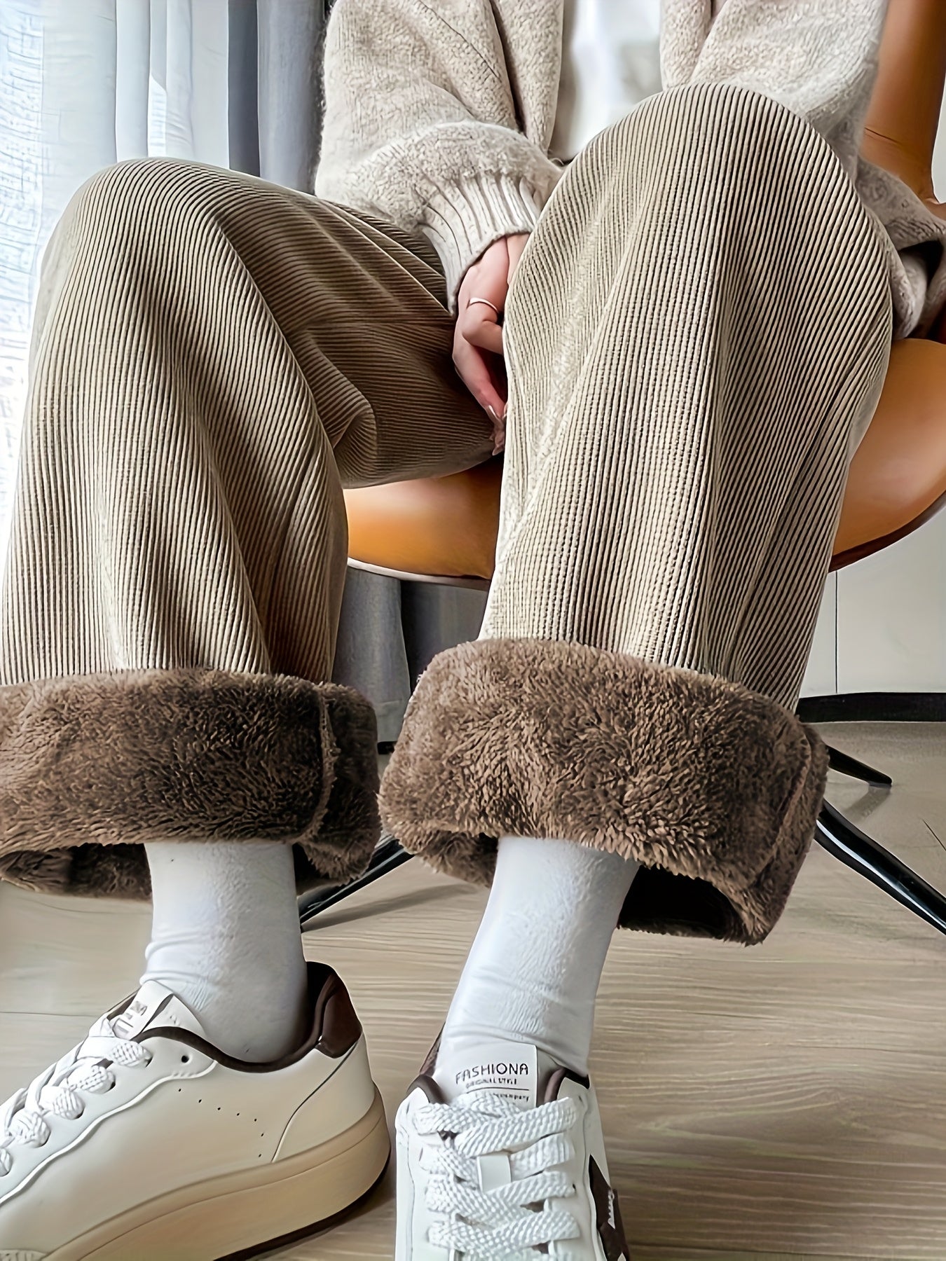 Cerelia™ | Fleece-Lined Corduroy Wide-Leg Lounge Pants