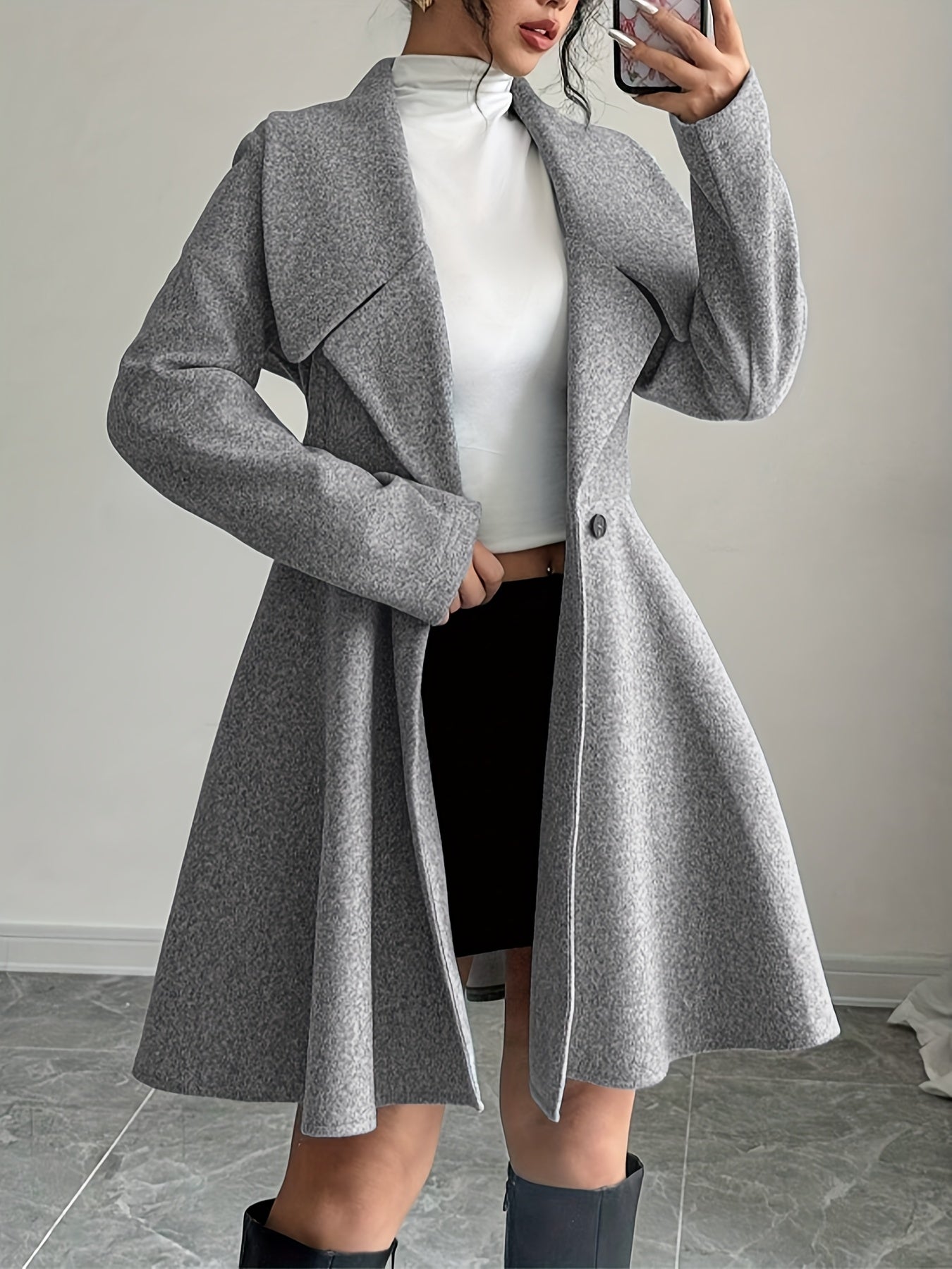 Talia™ | Waterfall Lapel A-Line Dress Coat