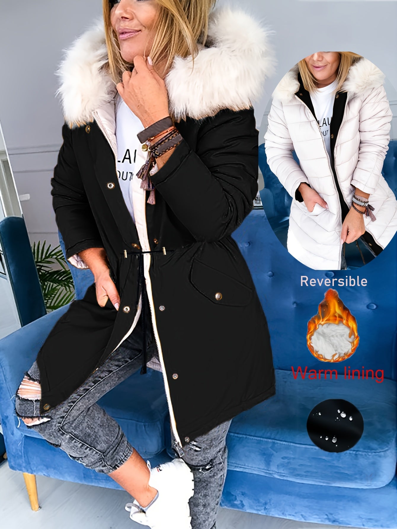 Olivia™ | Reversible Faux-Fur Hooded Parka Coat