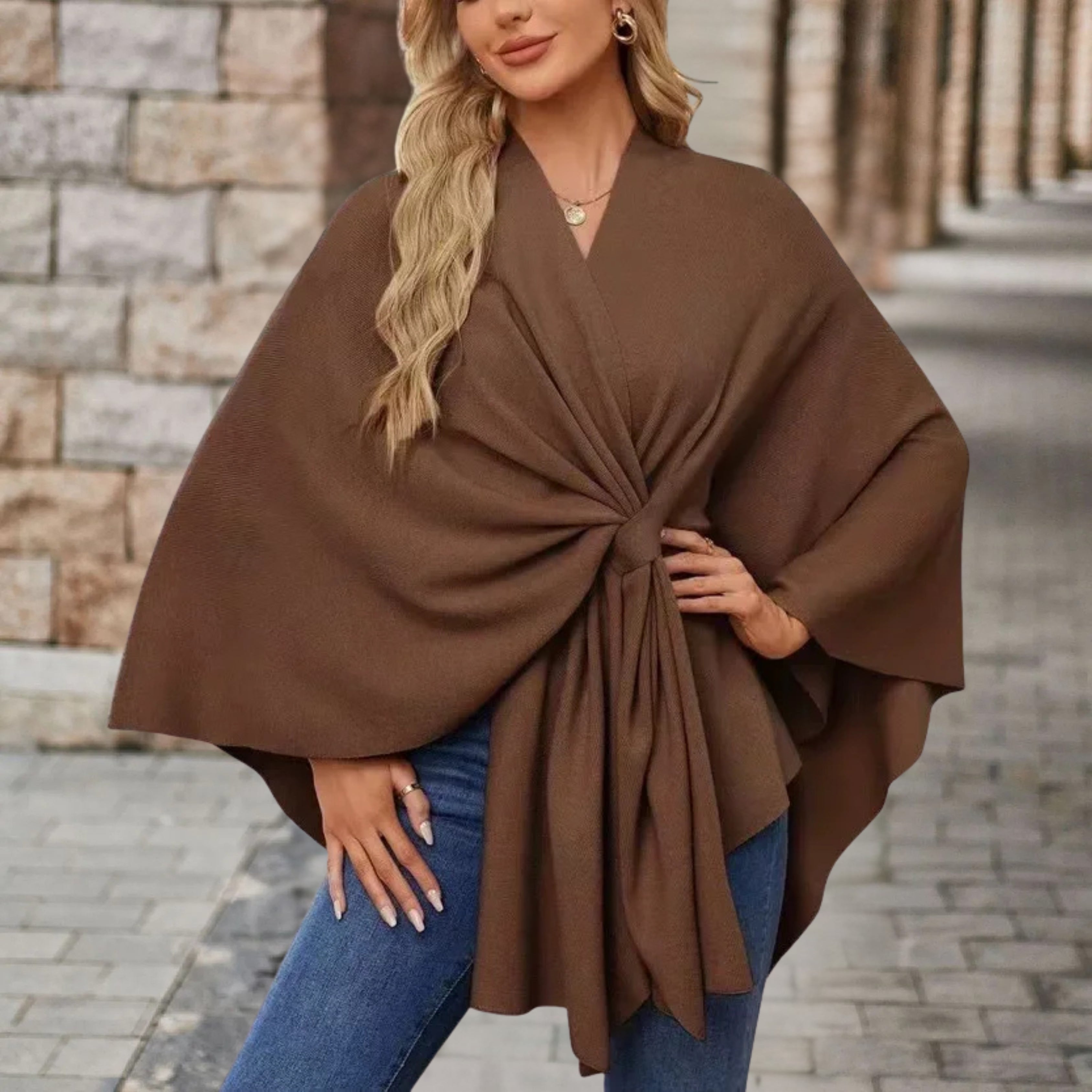 Raphaela™ | Hem Draped Poncho Cape