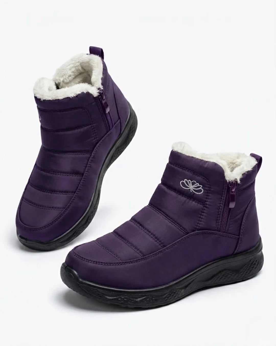 Odile™ | Quilted side-zip faux-fur winter ankle boots