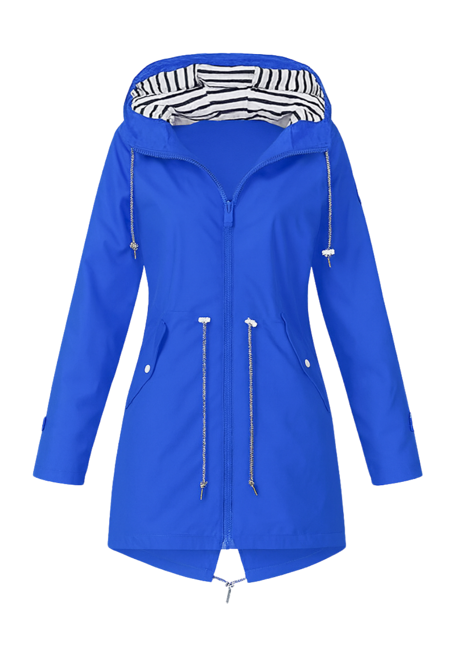 Rebecca™ | Striped-Lined Drawstring-Waist Hooded Parka Coat