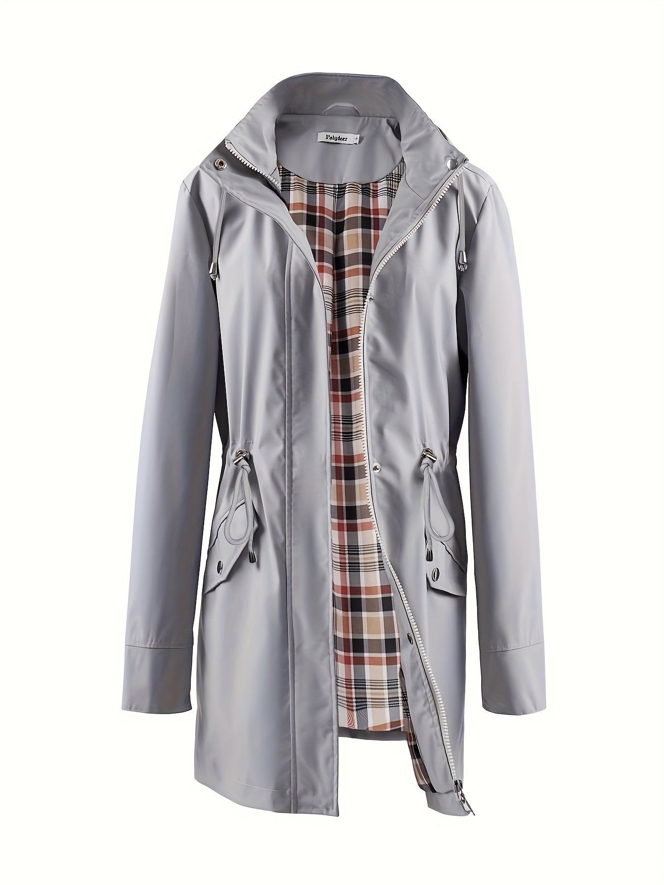 Veronica™ | Plaid Lined Drawstring Waist Hooded Parka Jacket
