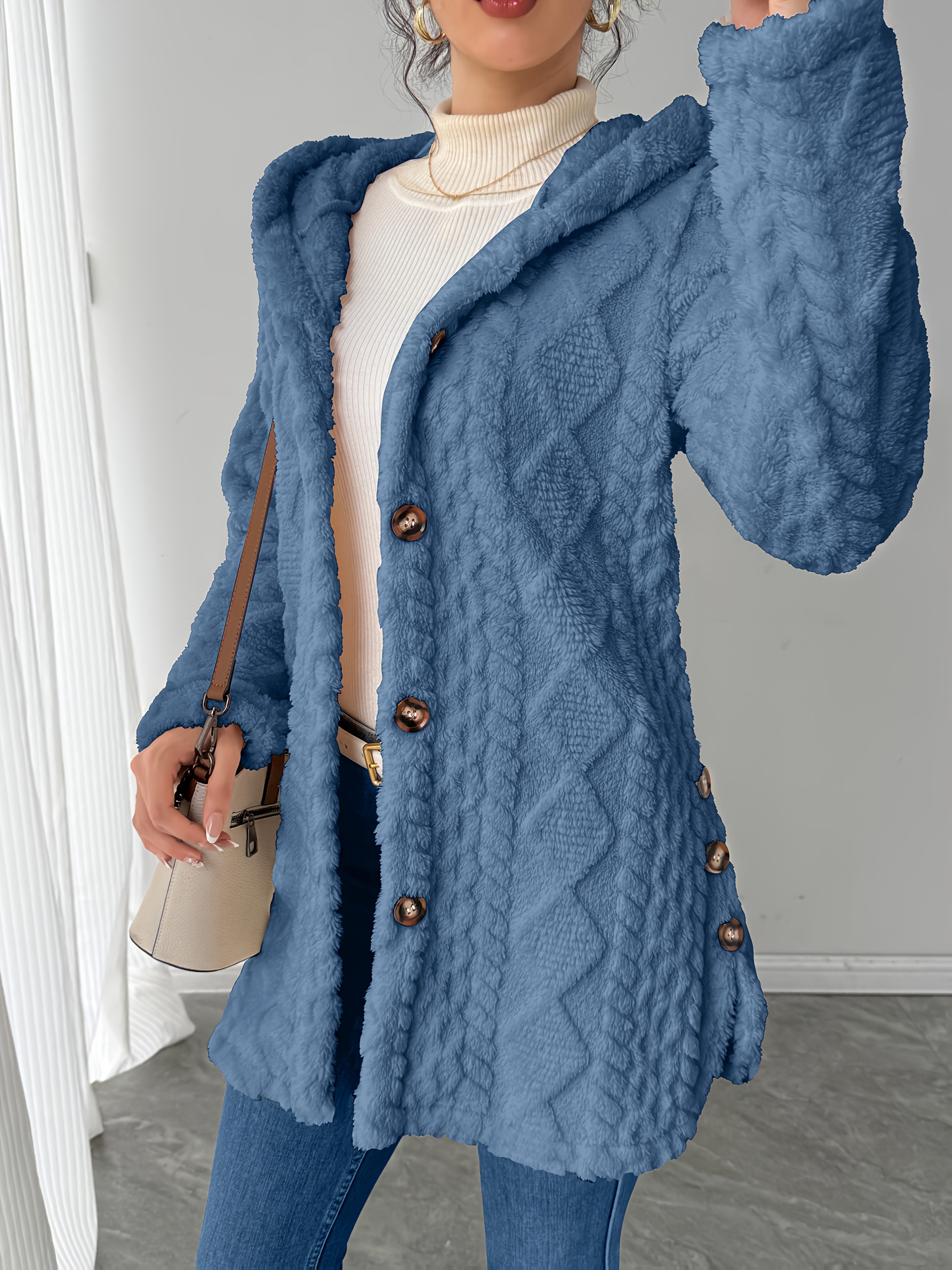 Alba™ | Cable-Knit Plush Hooded Cardigan