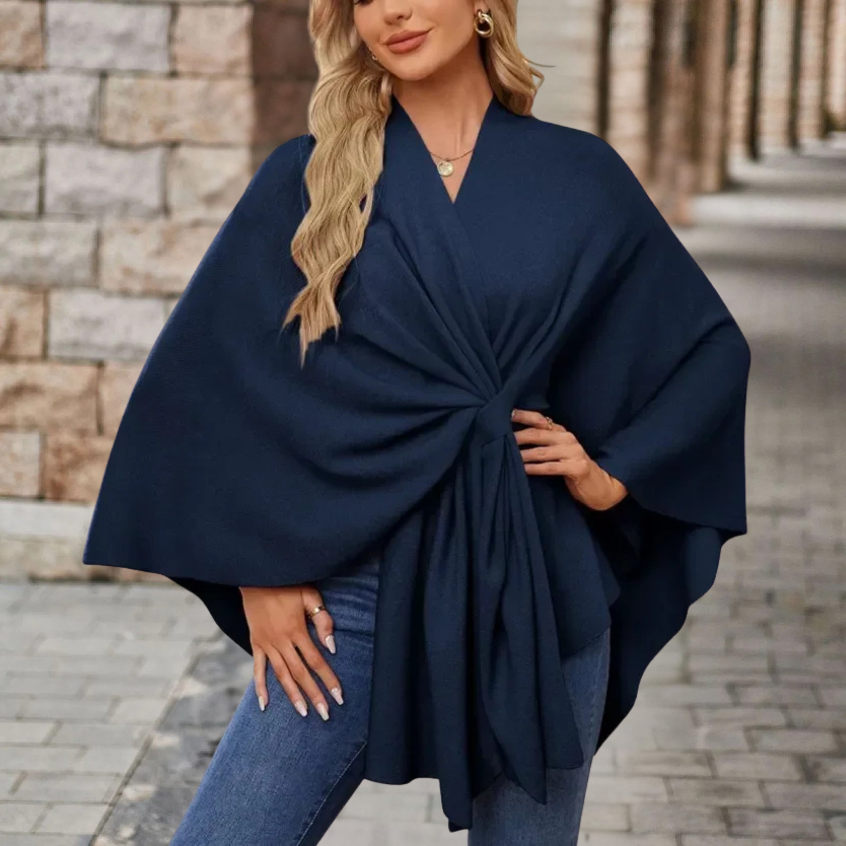 Raphaela™ | Hem Draped Poncho Cape