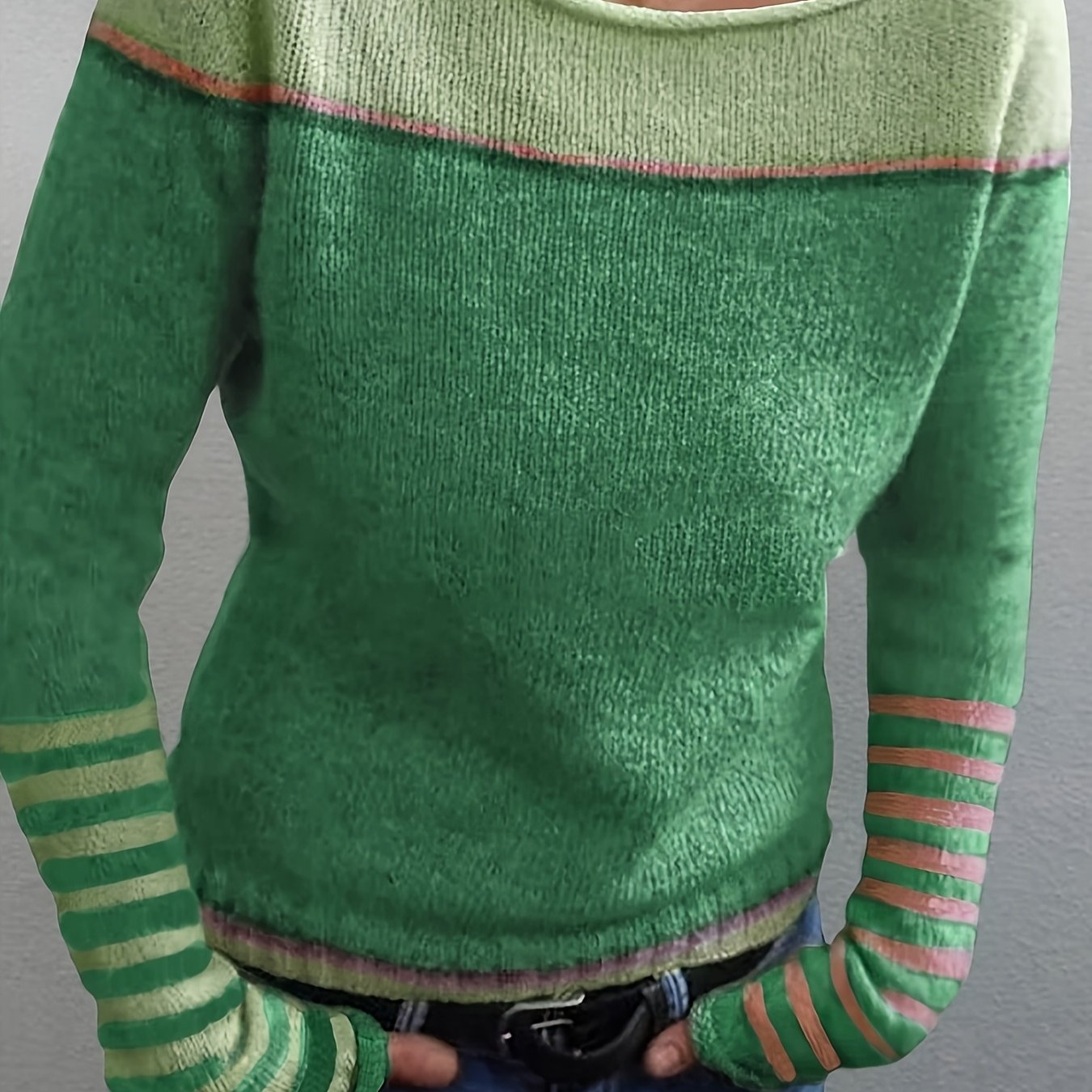 Leila™ | Casual Striped and Color Block Sweater
