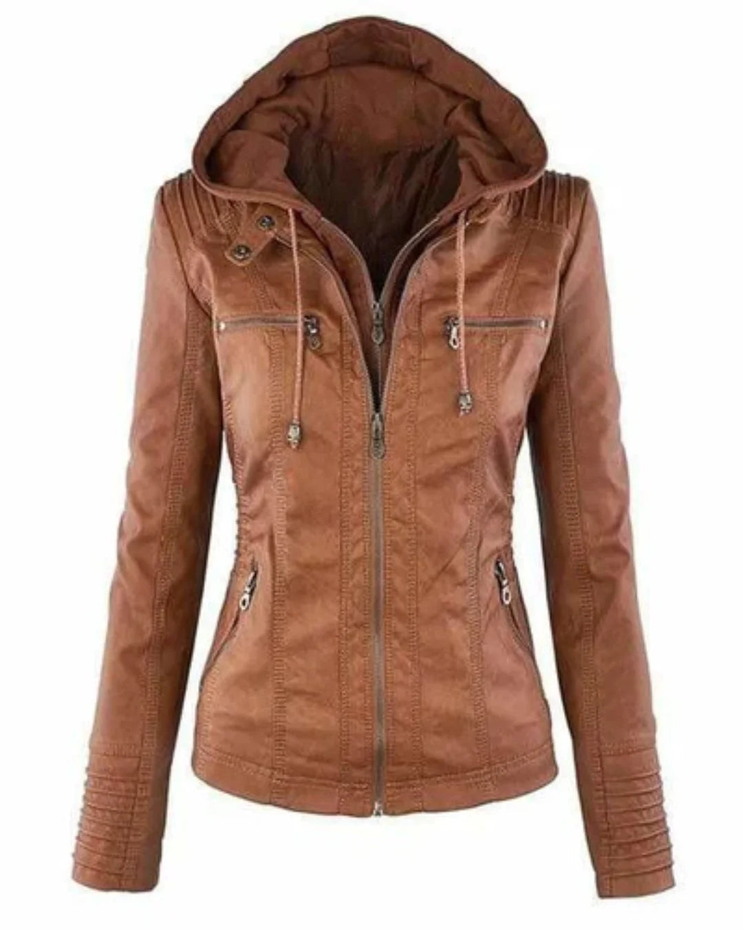 Bea™ | Elegant Hooded Jacket in Faux Leather