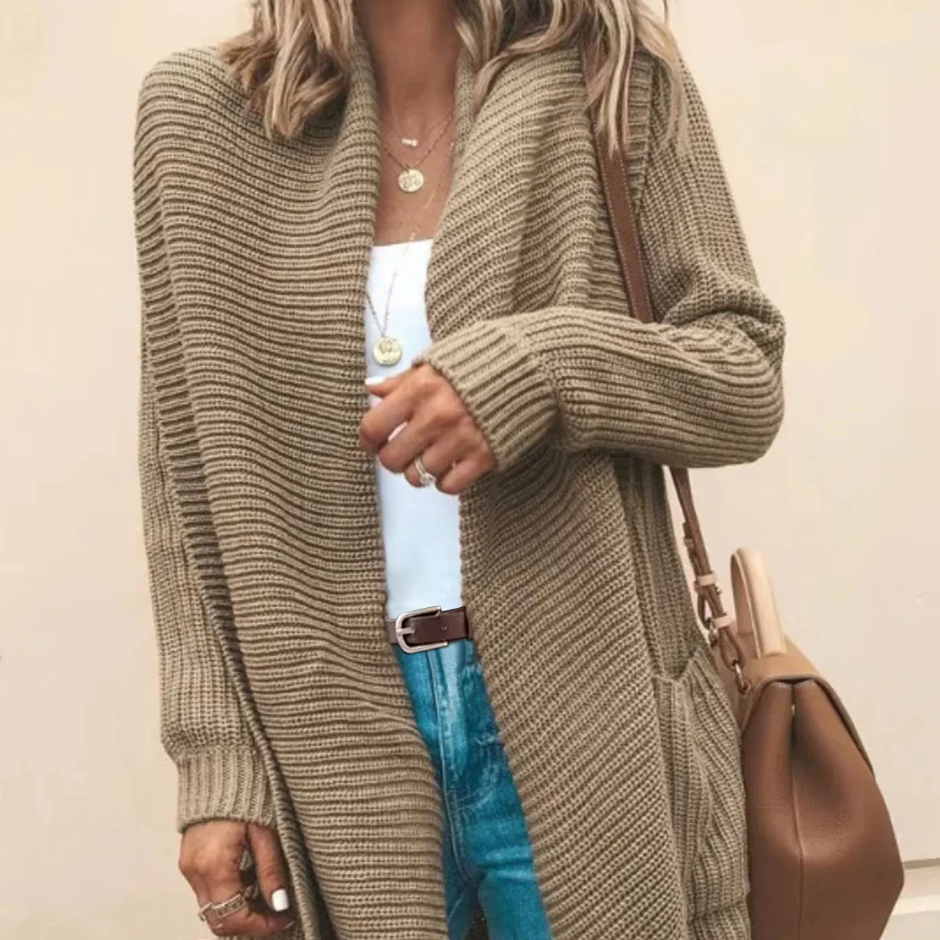 Isadora™ | Ribbed Knit Open-Front Long Cardigan