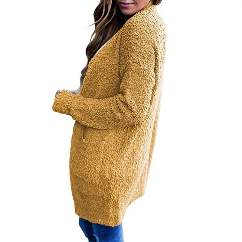 Imani™ | Bouclé Knit Open-Front Mid-Length Cardigan