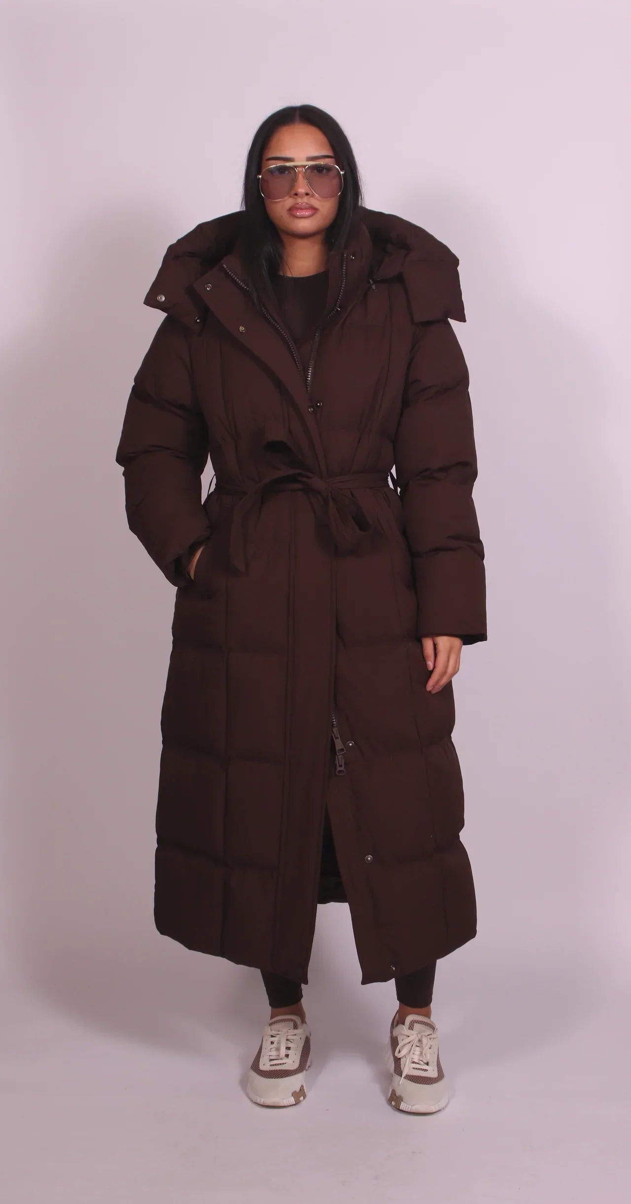 Desiree™ | Belted Hooded Maxi Puffer Coat
