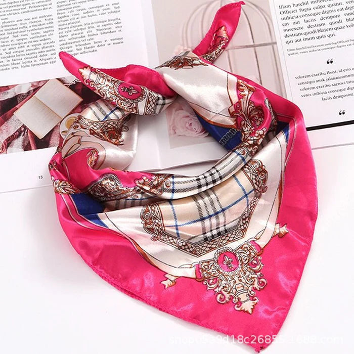 Baroque Chain-Print Multicolor Square Neck Scarf
