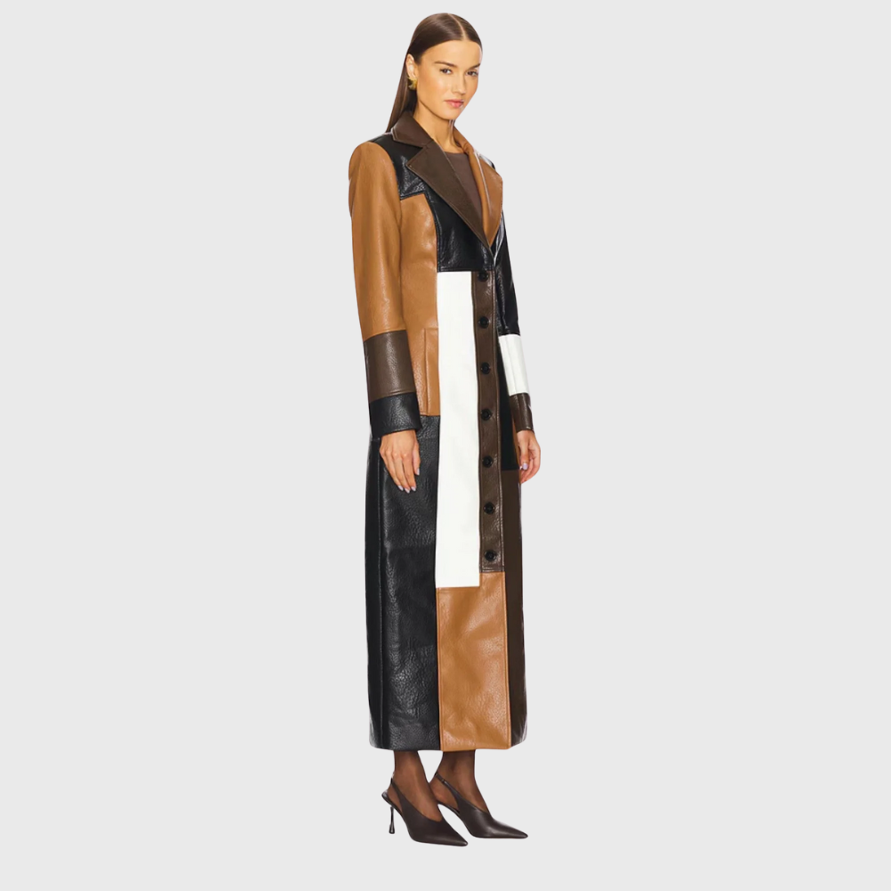 Elodie™ | Colorblock Notched-Lapel Longline Trench Coat