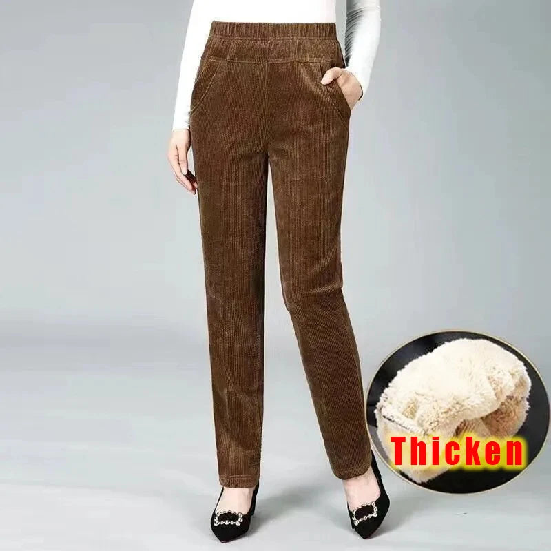 Emiliana™ | Thick Fleece-Lined Corduroy Straight Pants