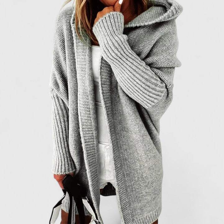 Carmina™ | Hooded Ribbed-Sleeve Oversized Cardigan