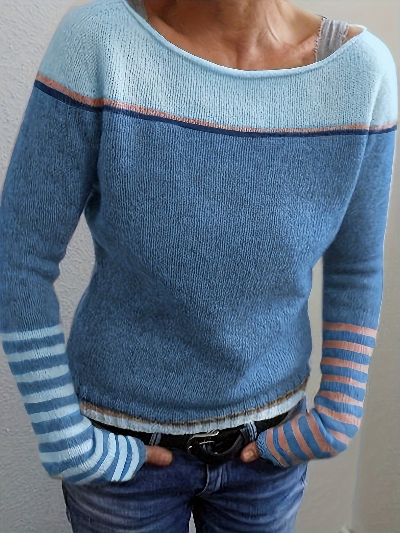 Leila™ | Casual Striped and Color Block Sweater