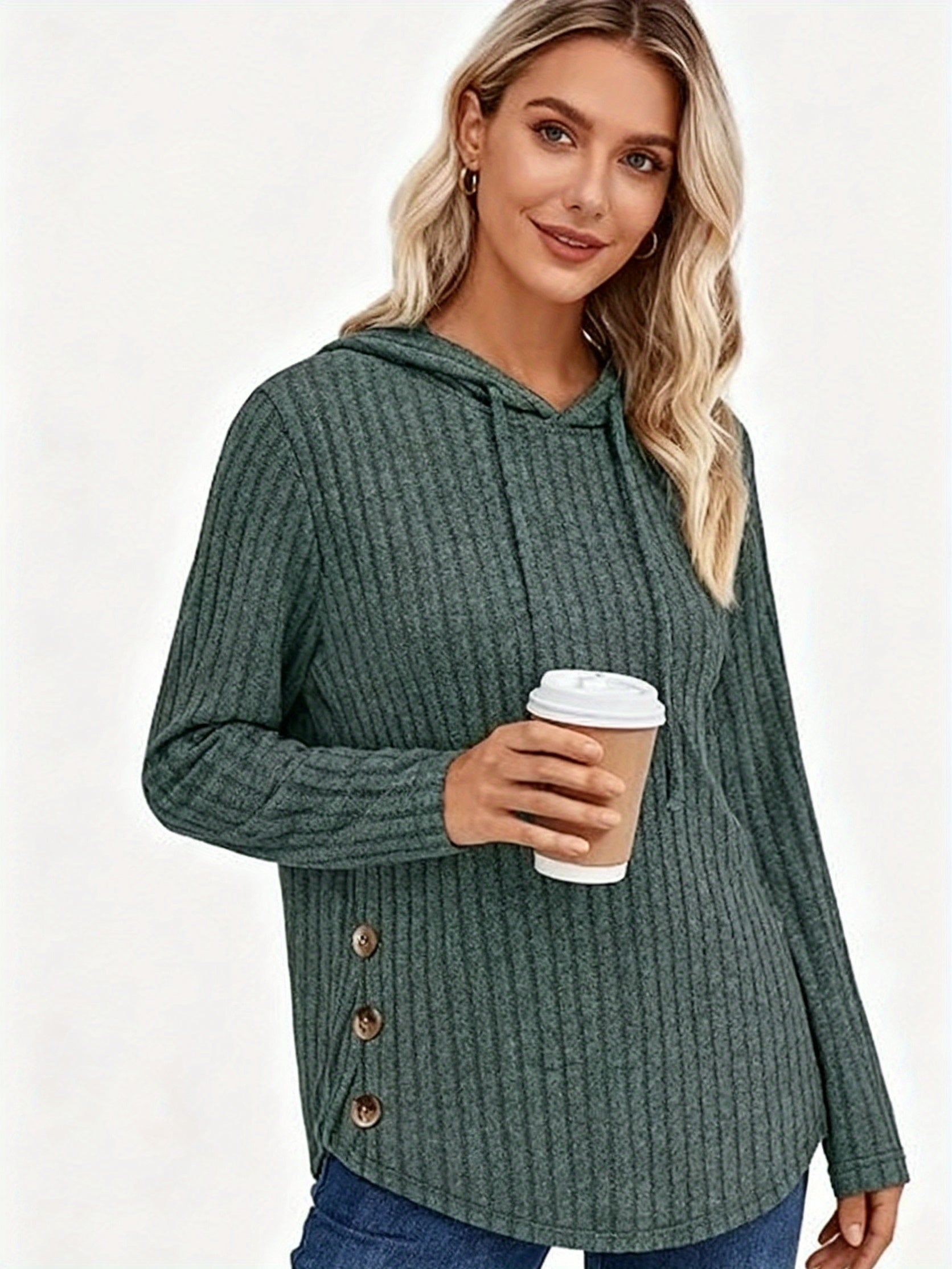 Victoria™ | Ribbed Knit Drawstring Hooded Sweater