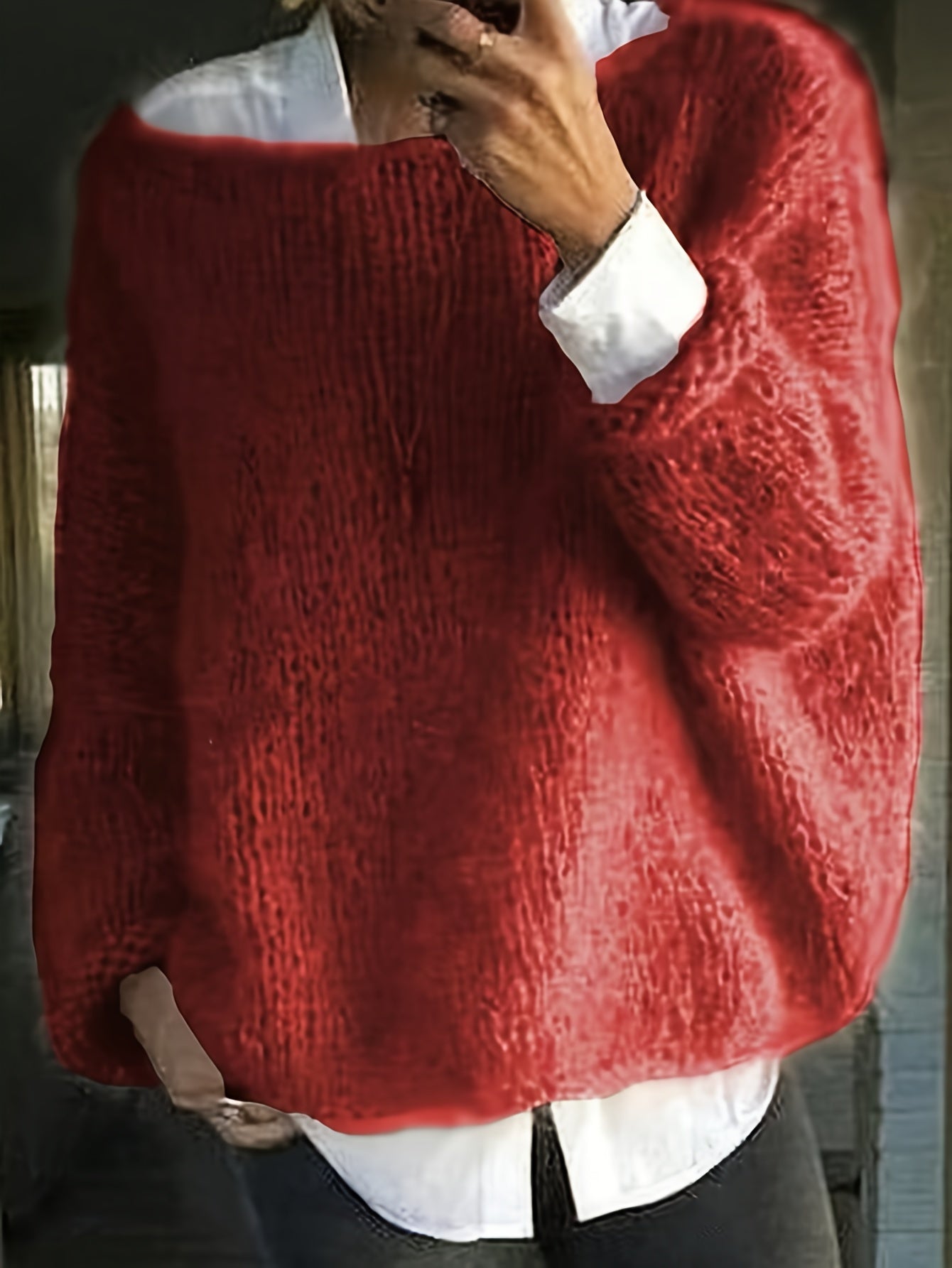 Mia™ | Fuzzy Oversized Boat-Neck Sweater